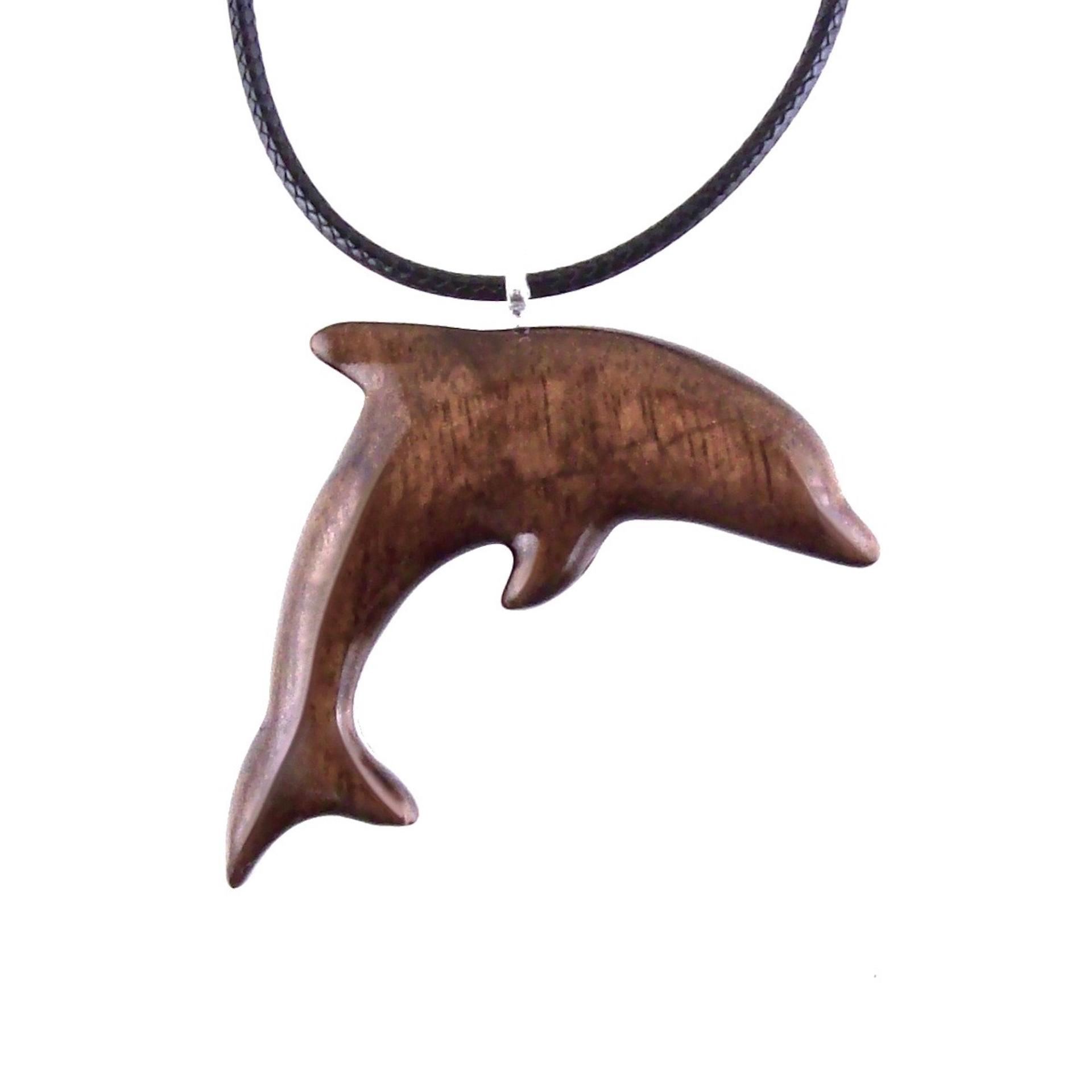Hand Carved Dolphin Necklace, Wooden Dolphin Pendant, Sea Animal Wood Jewelry, Nautical Gift