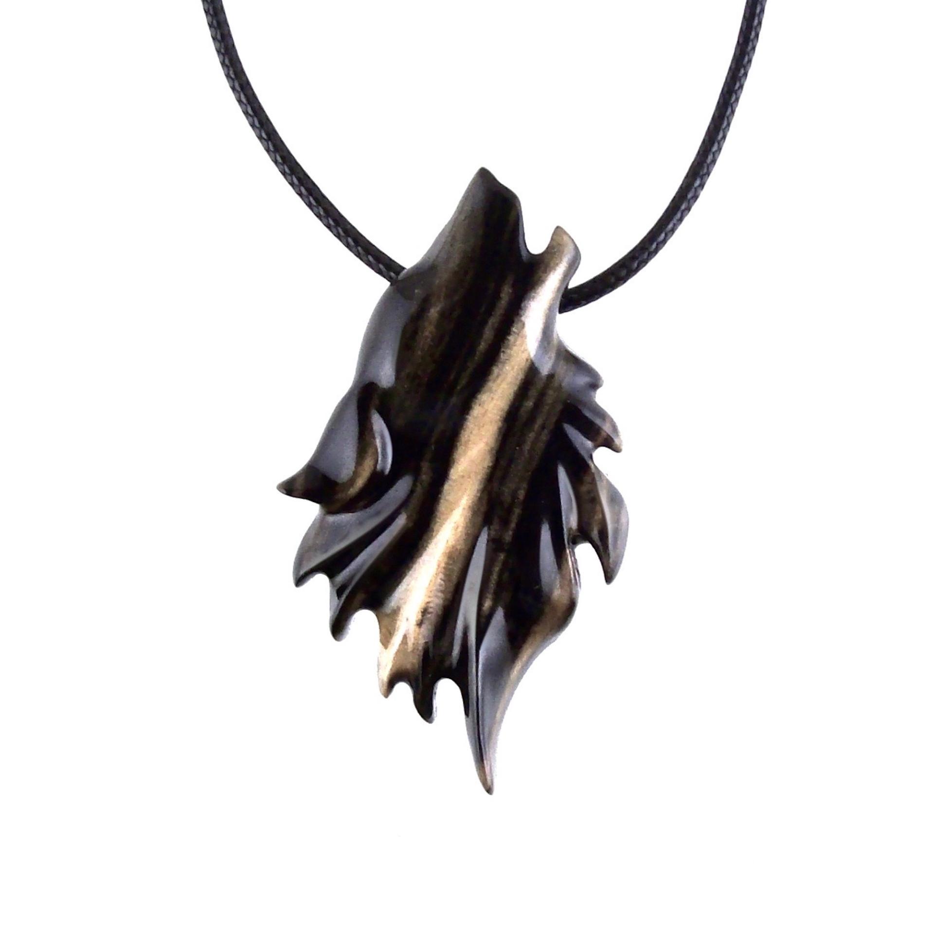 Wolf Necklace, Hand Carved Wooden Wolf Pendant for Men or Women, Spirit Animal Totem Woodland Jewelry