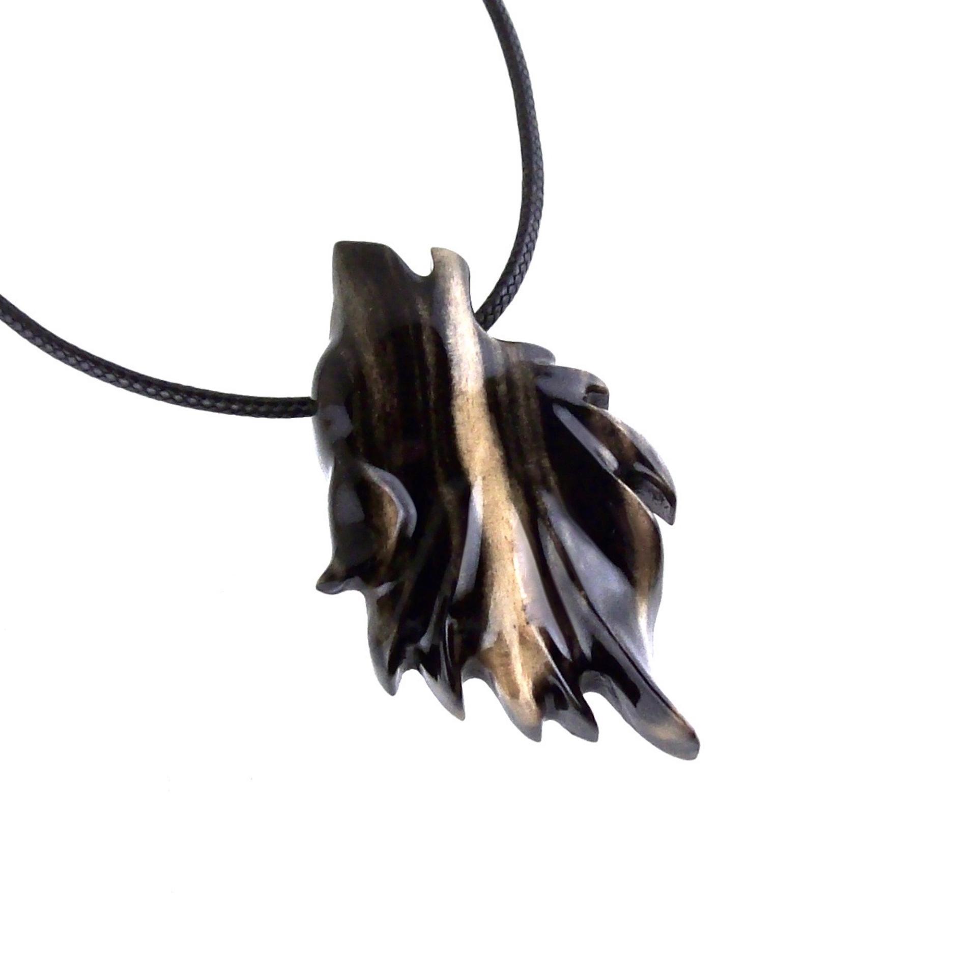 Wolf Necklace, Hand Carved Wooden Wolf Pendant for Men or Women, Spirit Animal Totem Woodland Jewelry