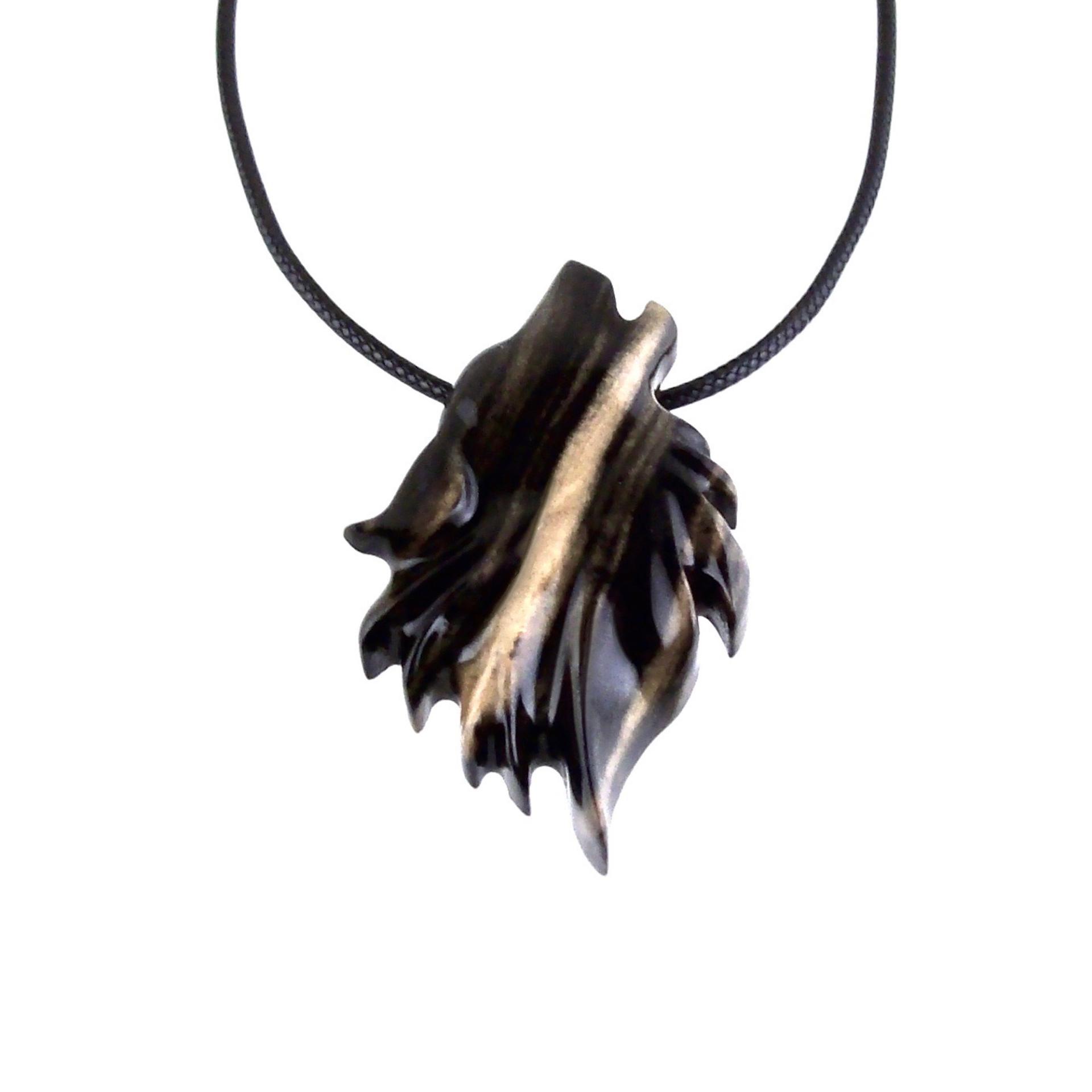 Wolf Necklace, Hand Carved Wooden Wolf Pendant for Men or Women, Spirit Animal Totem Woodland Jewelry