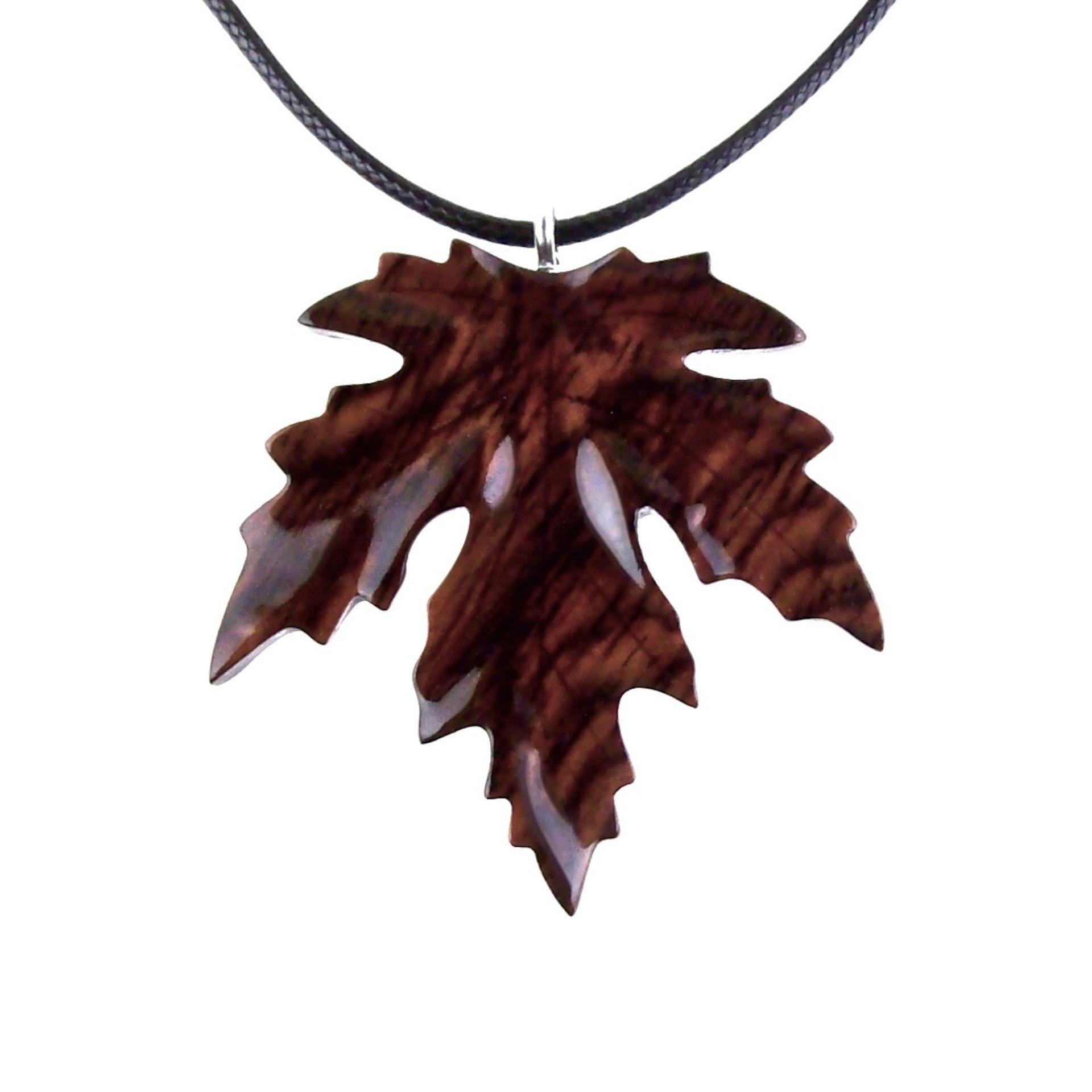 Hand Carved Wooden Leaf Pendant, Maple Leaf Necklace, Woodland Jewelry for Men or Women, Wood Jewelry Gift for Him Her