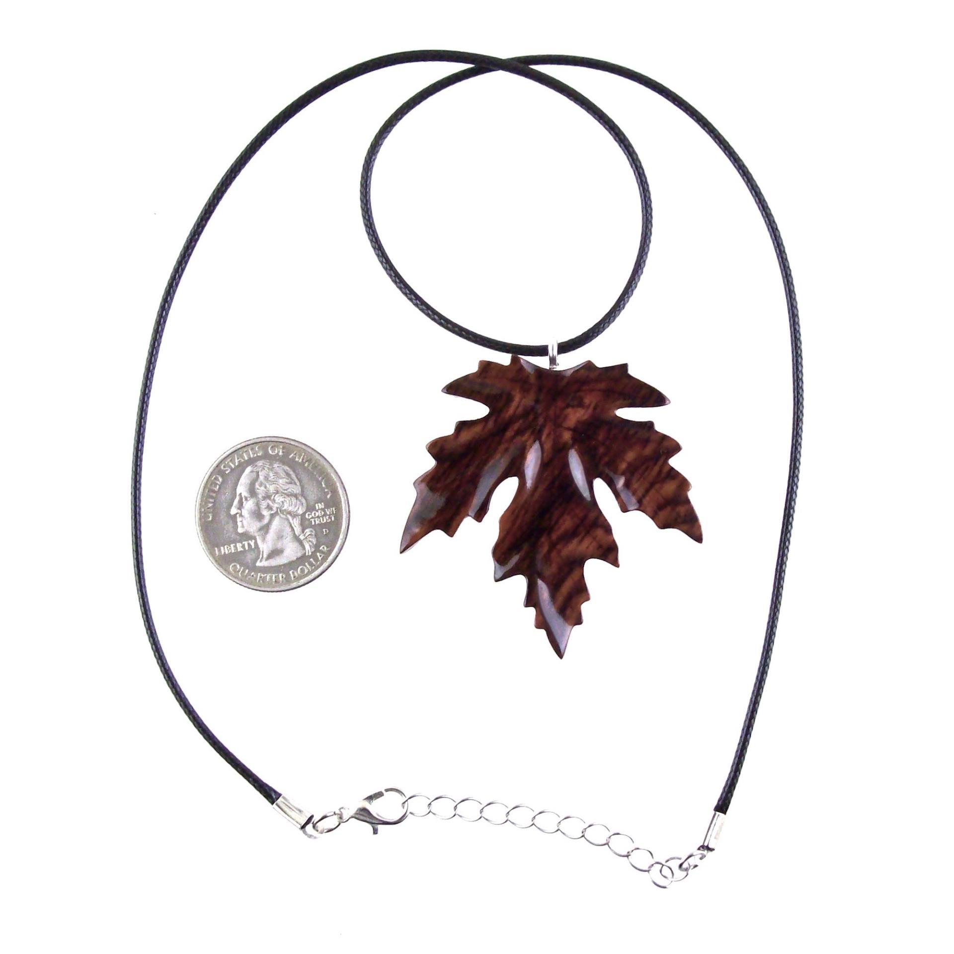 Hand Carved Wooden Leaf Pendant, Maple Leaf Necklace, Woodland Jewelry for Men or Women, Wood Jewelry Gift for Him Her