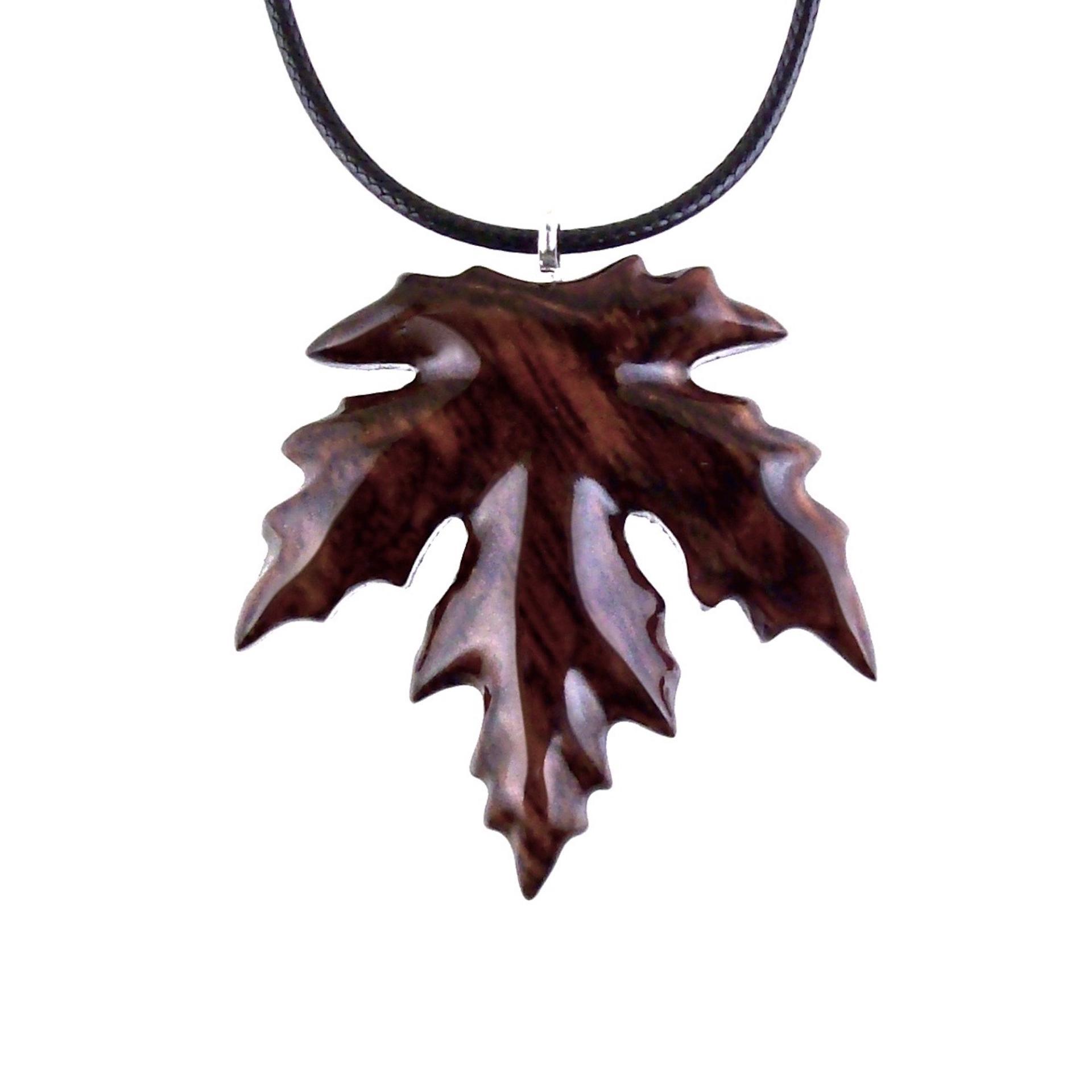 Hand Carved Wooden Leaf Pendant, Maple Leaf Necklace, Woodland Jewelry for Men or Women, Wood Jewelry Gift for Him Her