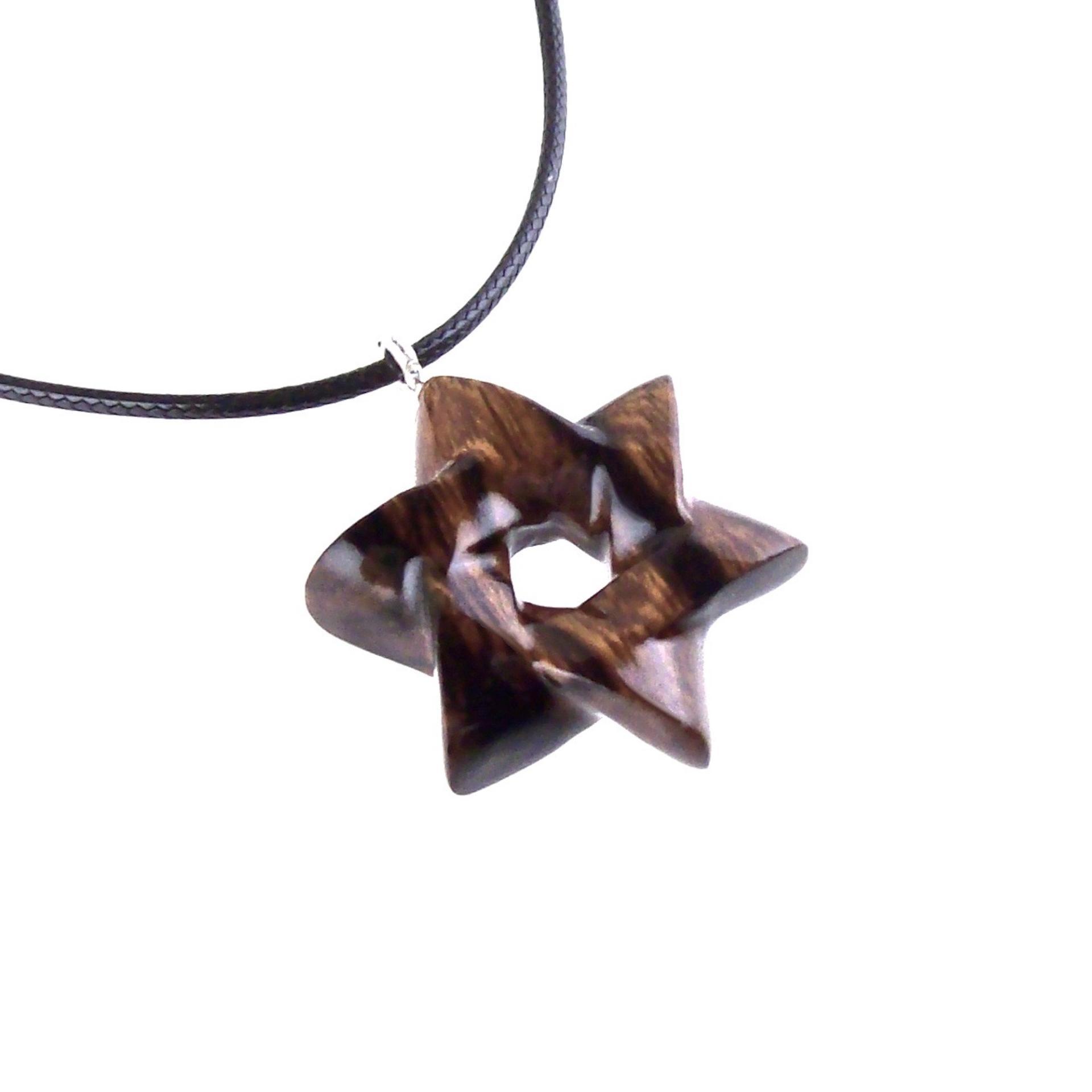 Wooden Star of David Pendant, Hand Carved Jewish Star Necklace, Men Women Wood Jewelry