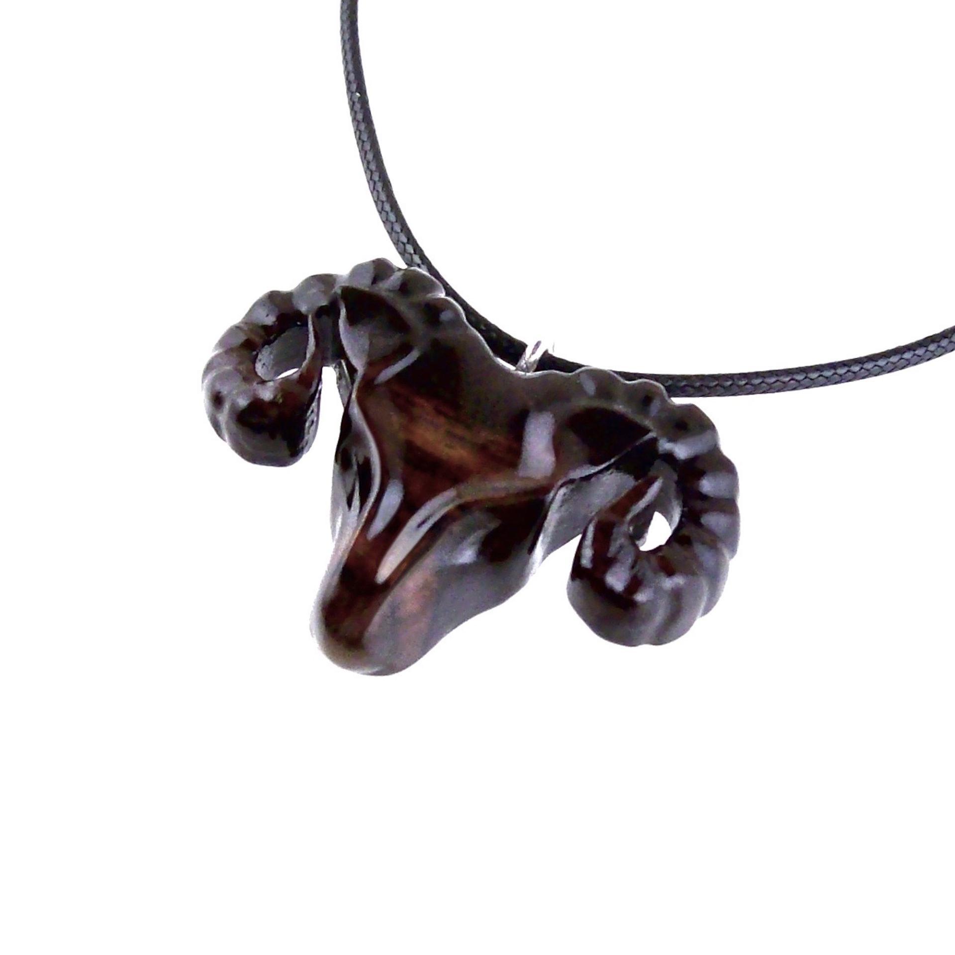 Ram Head Pendant Necklace, Hand Carved Wooden Sheep Jewelry, One-of-a-Kind Handmade Aries Gift