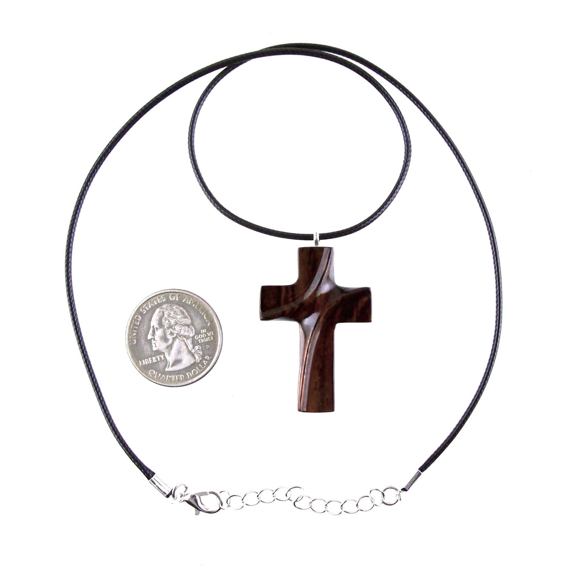 Wood Cross Necklace, Hand Carved Wooden Cross Pendant, Christian Jewelry for Men or Women, One of a Kind Gift for Her Him