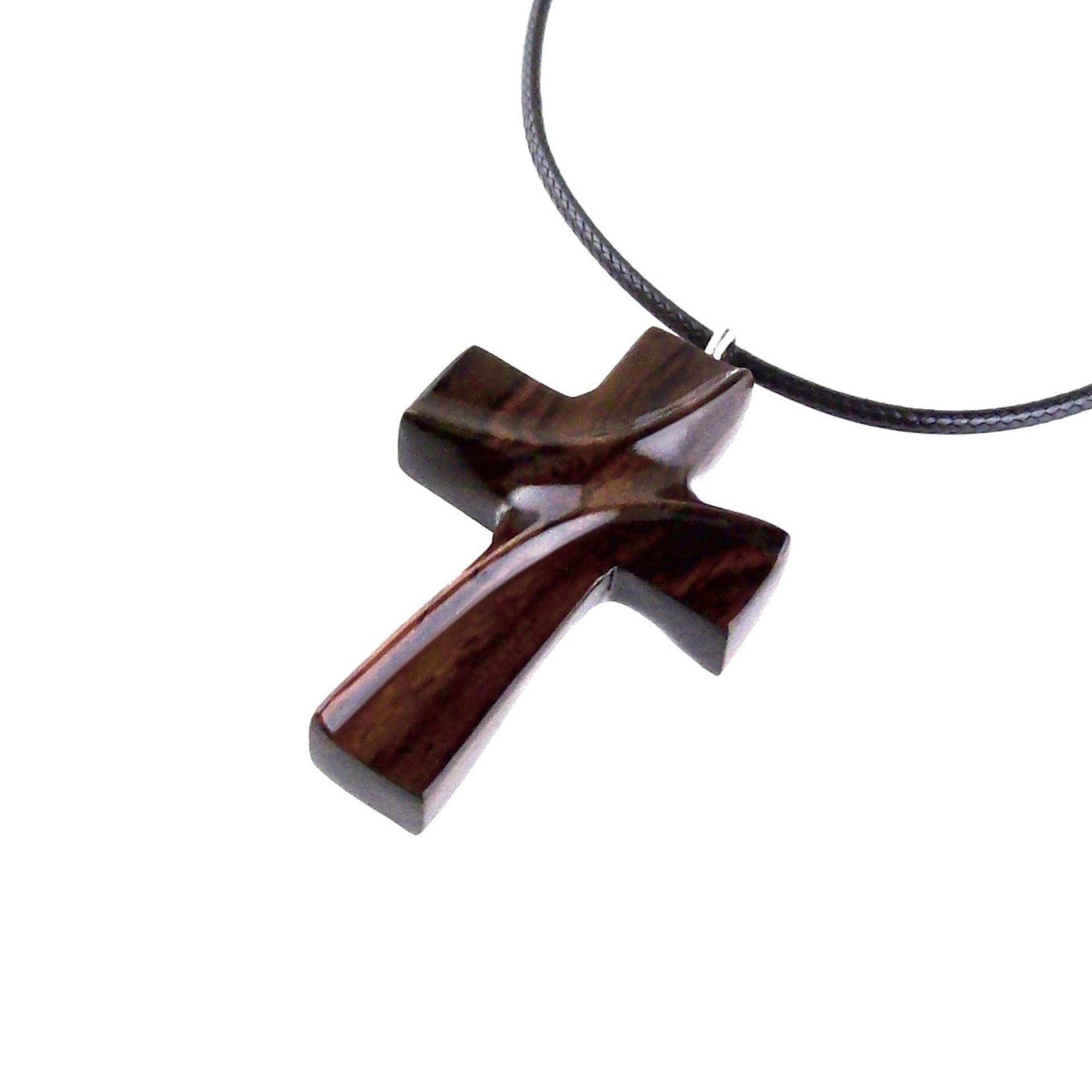Wood Cross Necklace, Hand Carved Wooden Cross Pendant, Christian Jewelry for Men or Women, One of a Kind Gift for Her Him