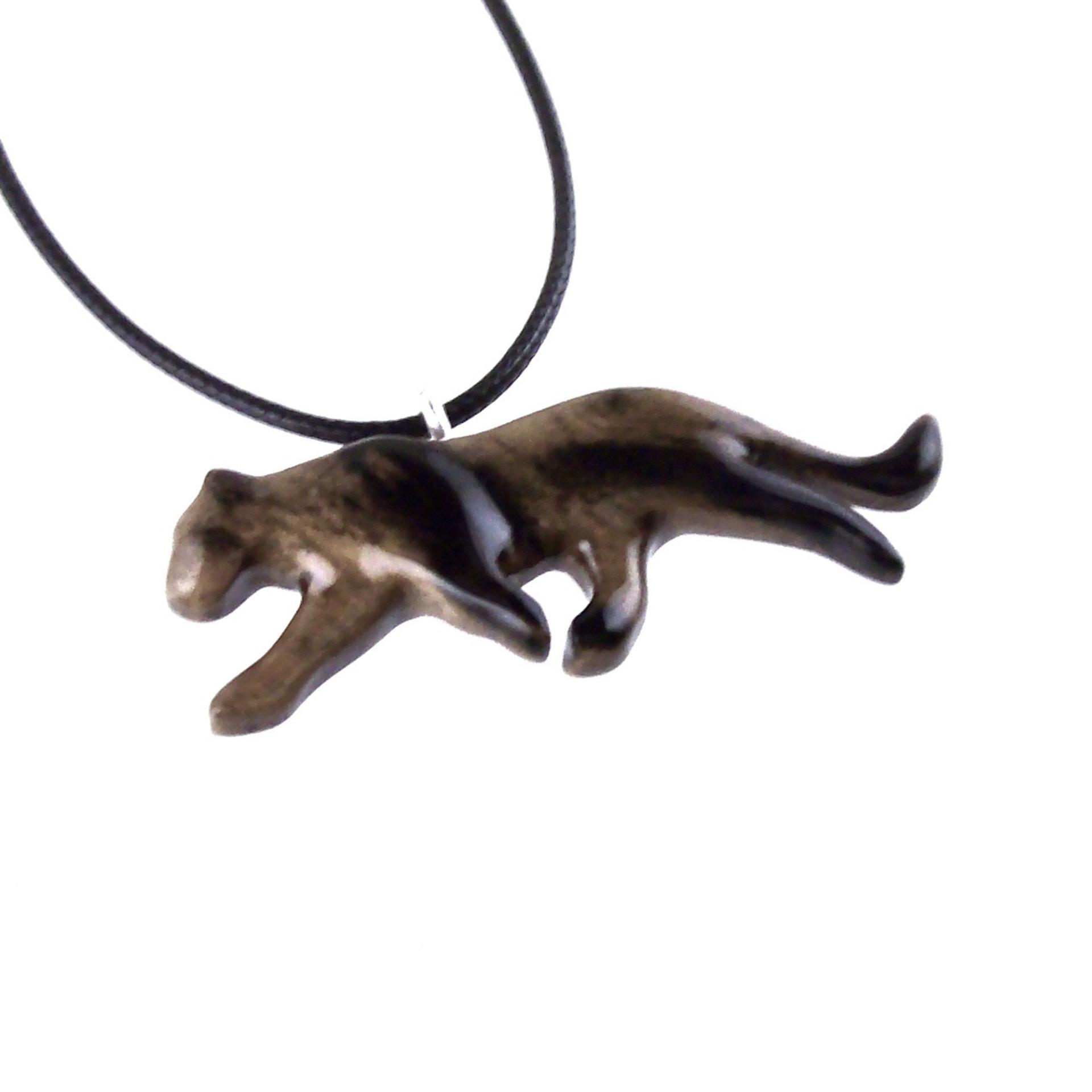 Panther Necklace, Hand Carved Wooden Panther Pendant, Jaguar Necklace, Totem Spirit Animal Wood Jewelry