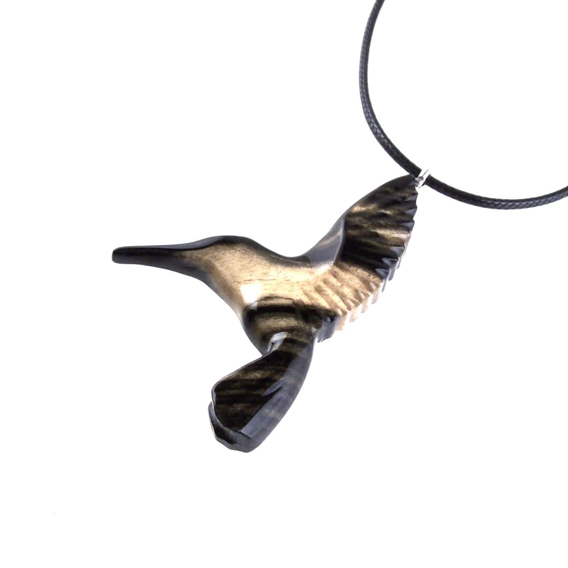 Hummingbird Necklace, Wooden Hummingbird Pendant, Hand Carved Wood Bird Jewelry, One of a Kind Handmade Gift for Her