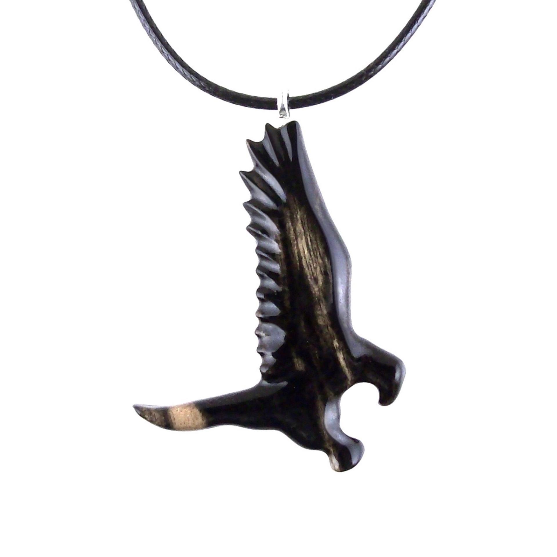 Hawk Necklace, Hand Carved Wooden Hawk Pendant for Men or Women, Wood Falcon Pendant, Totem Bird Jewelry