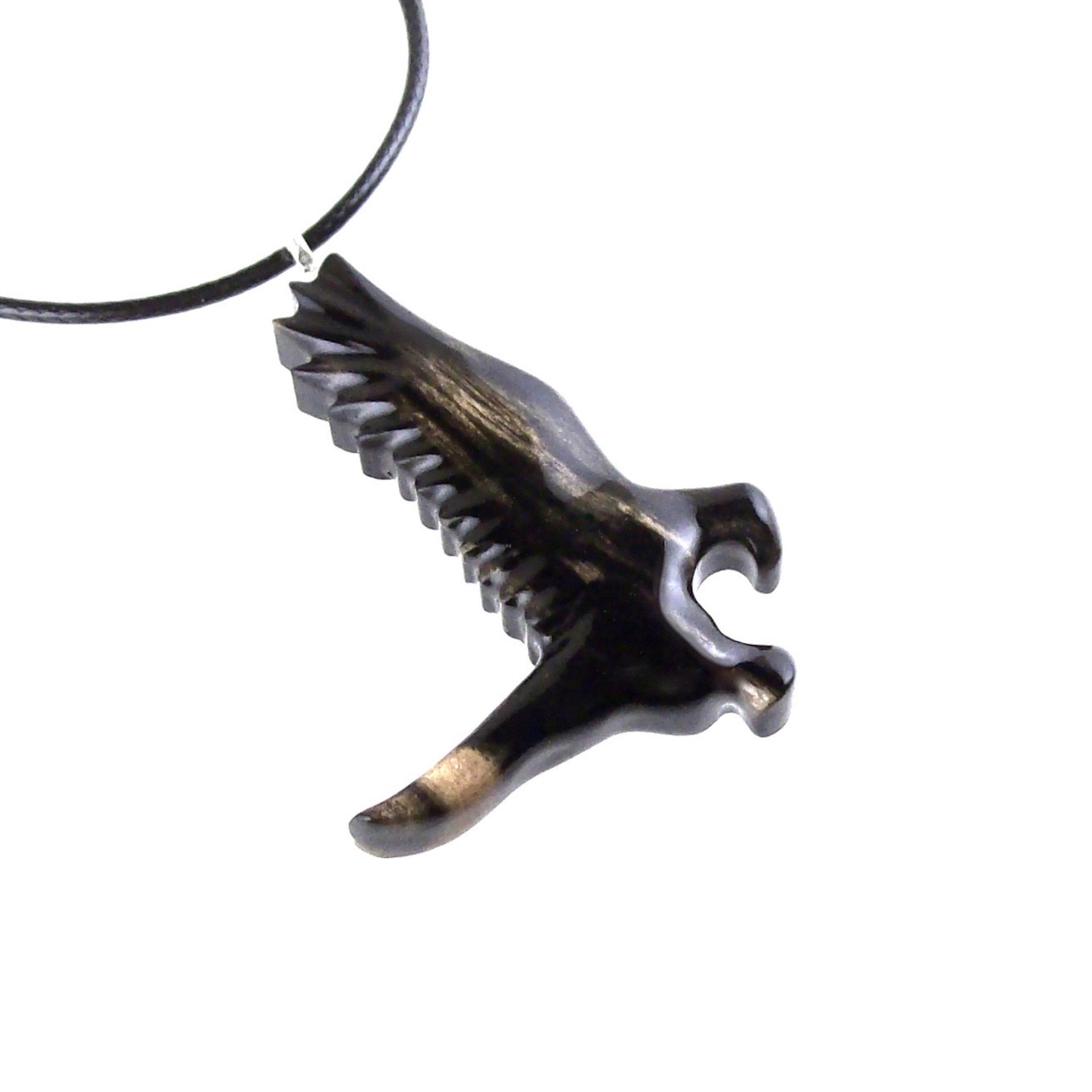 Hawk Necklace, Hand Carved Wooden Hawk Pendant for Men or Women, Wood Falcon Pendant, Totem Bird Jewelry