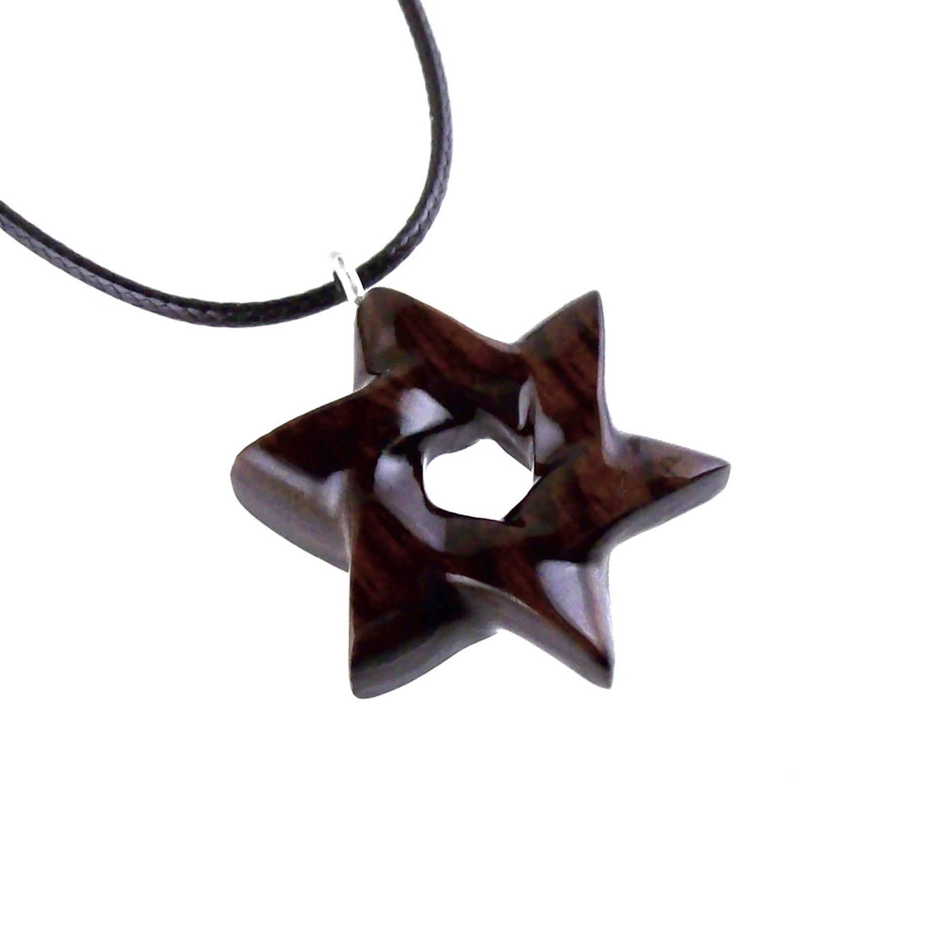 Star of David Pendant, Hand Carved Wooden Jewish Star Necklace for Men or Women, Wood Jewish Jewelry