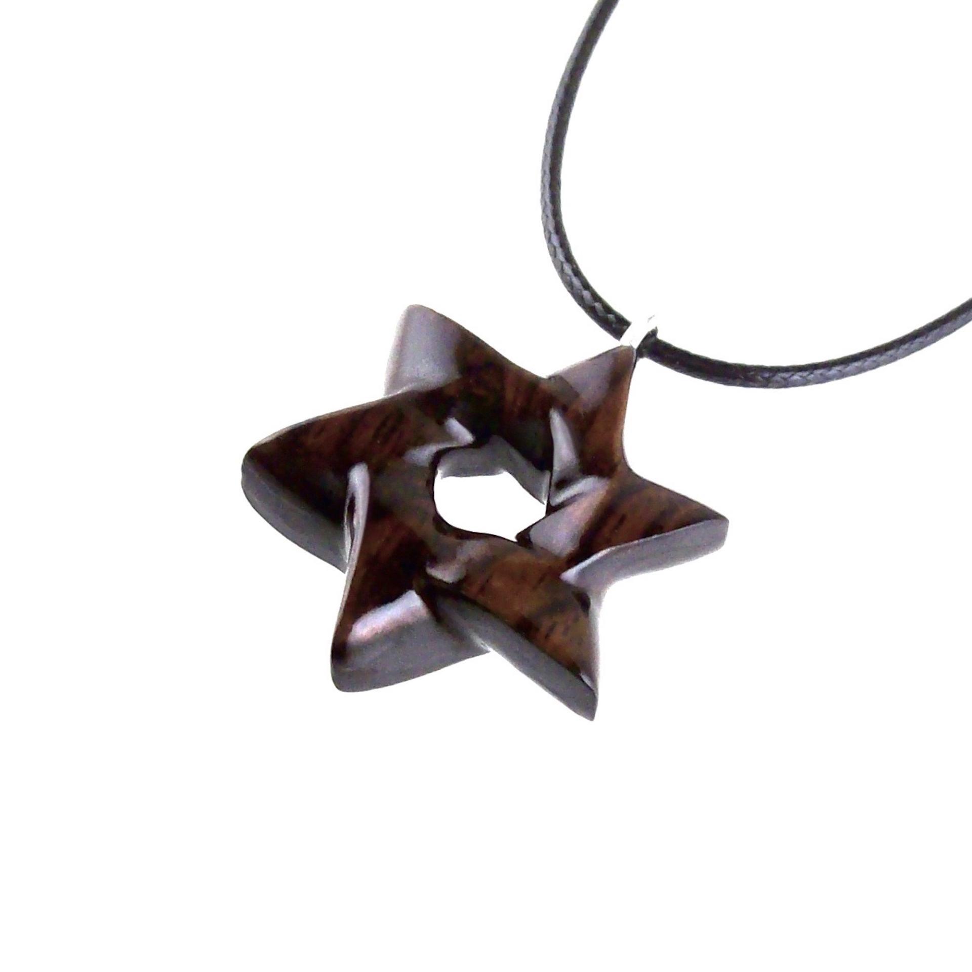 Star of David Pendant, Hand Carved Wooden Jewish Star Necklace for Men or Women, Wood Jewish Jewelry