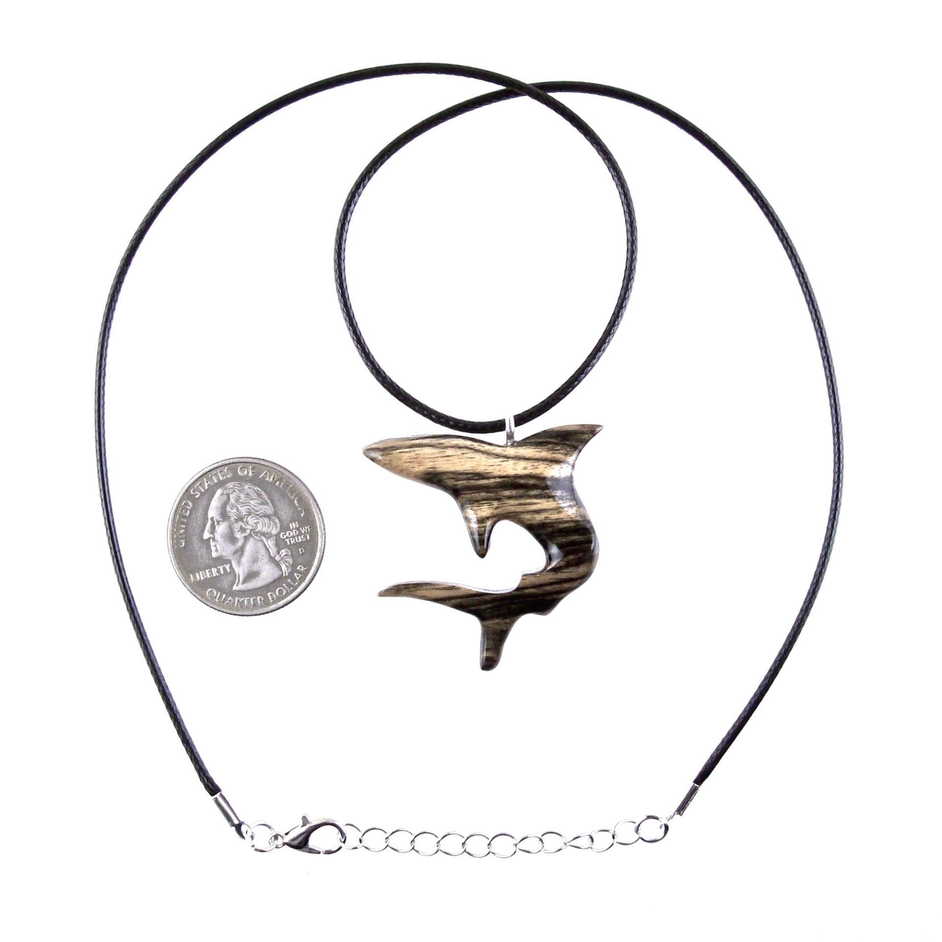 Hand Carved Shark Necklace, Wooden Shark Pendant, Mens Wood Necklace, One of a Kind Gift for Him, Nautical Jewelry