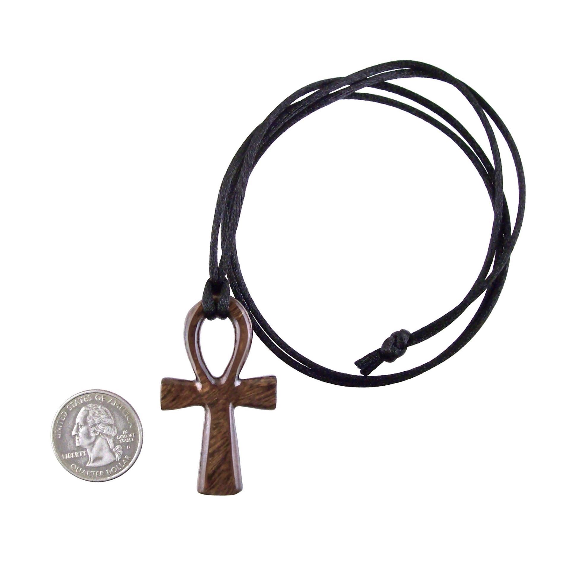 Ankh Necklace, Hand Carved Wooden Ankh Pendant for Men or Women, Egyptian Cross Necklace, Egyptian Jewelry Gift for Him Her
