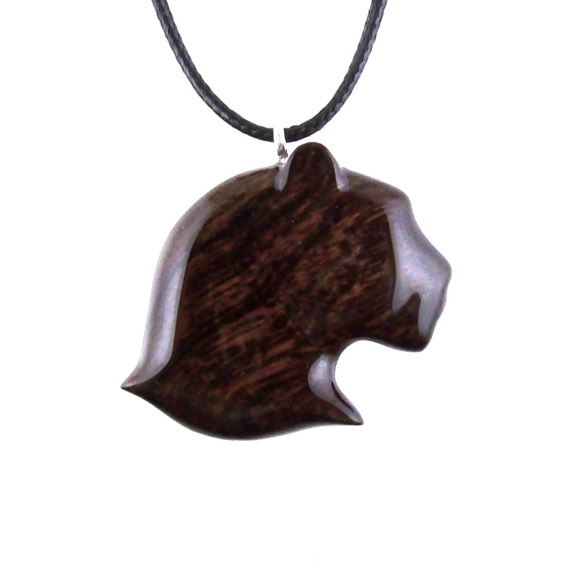 Hand Carved Jaguar Pendant, Panther Cougar Wooden Necklace, Spirit Animal Wood Jewelry Gift