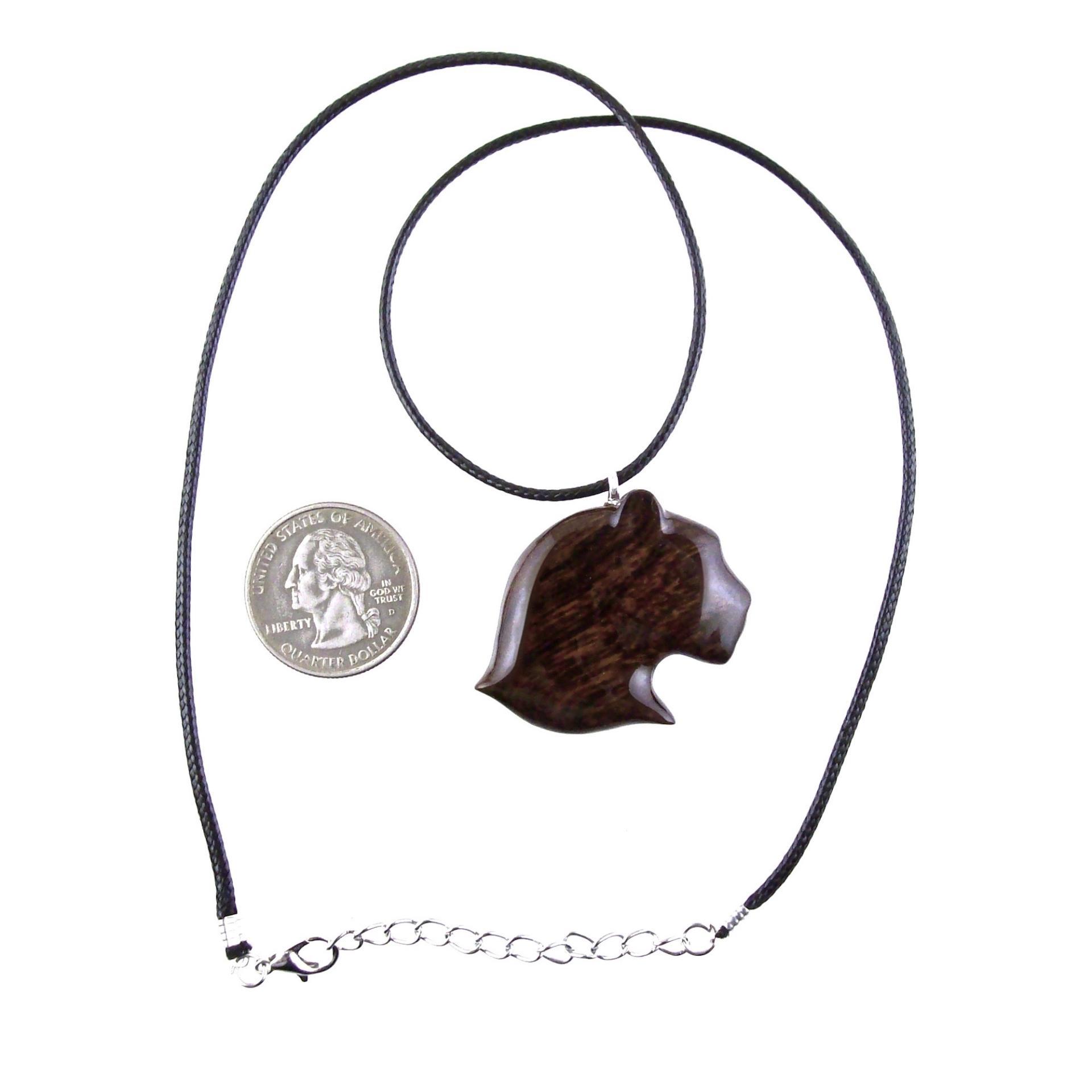 Hand Carved Jaguar Pendant, Panther Cougar Wooden Necklace, Spirit Animal Wood Jewelry Gift