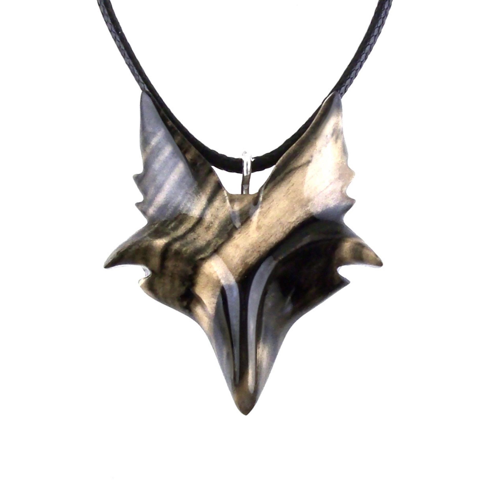 Celtic Fox Necklace, Hand Carved Wooden Fox Pendant for Men or Women, Totem Spirit Animal Gift for Him or Her, Wood Jewelry