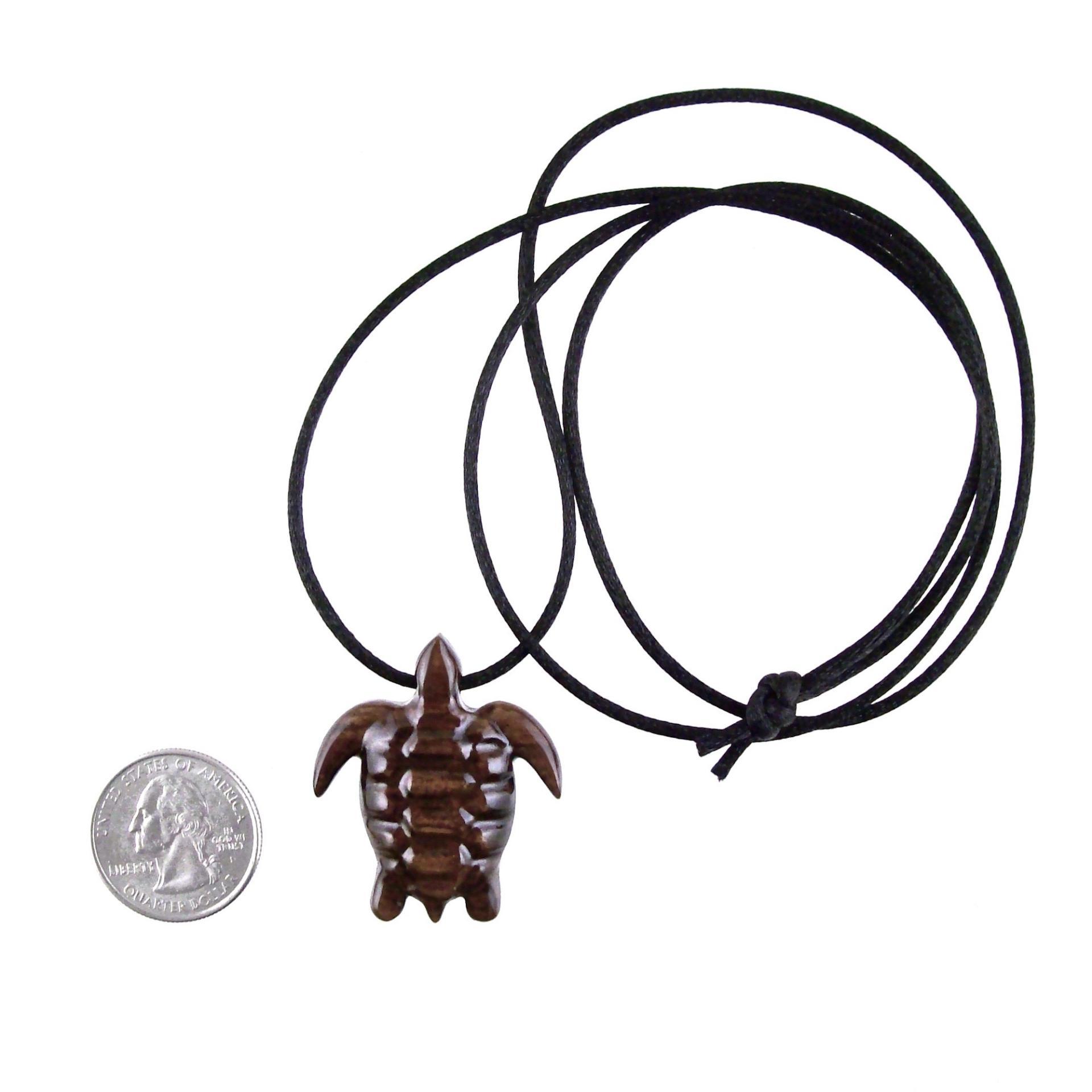 Sea Turtle Necklace, Hand Carved Wooden Turtle Pendant, Mens Wood Necklace, Nautical Jewelry