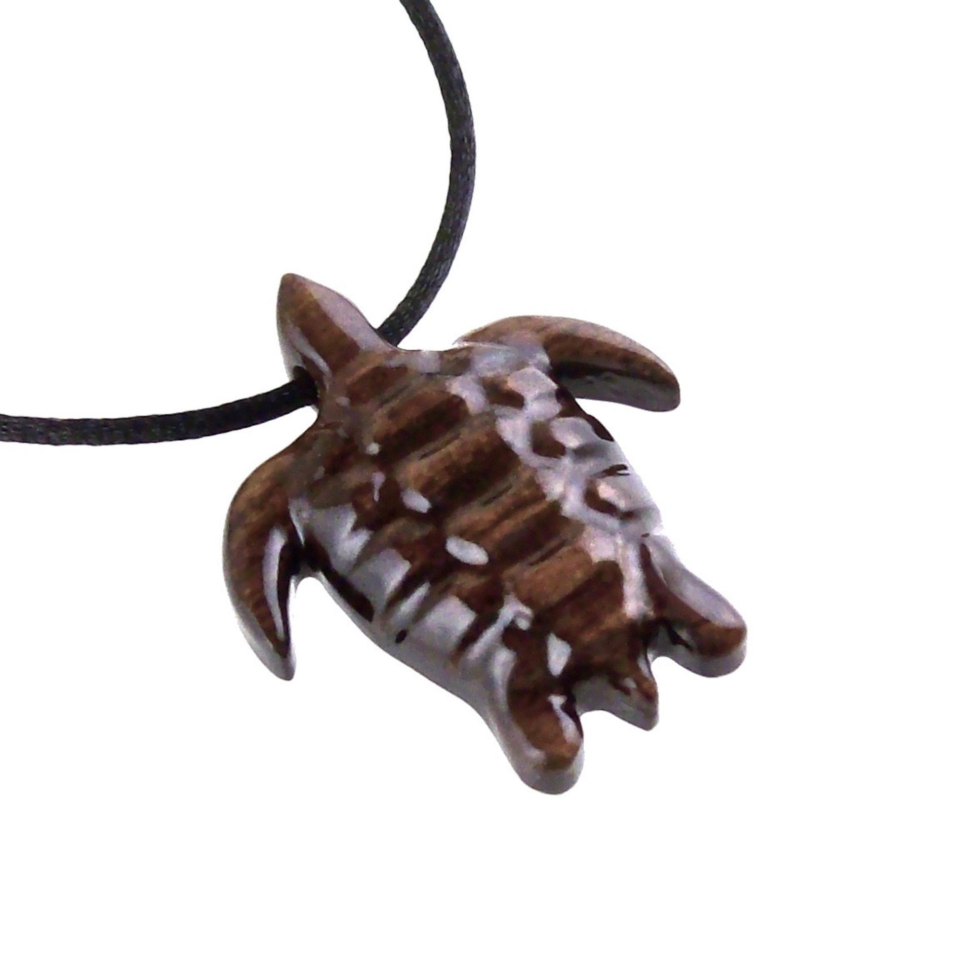 Sea Turtle Necklace, Hand Carved Wooden Turtle Pendant, Mens Wood Necklace, Nautical Jewelry