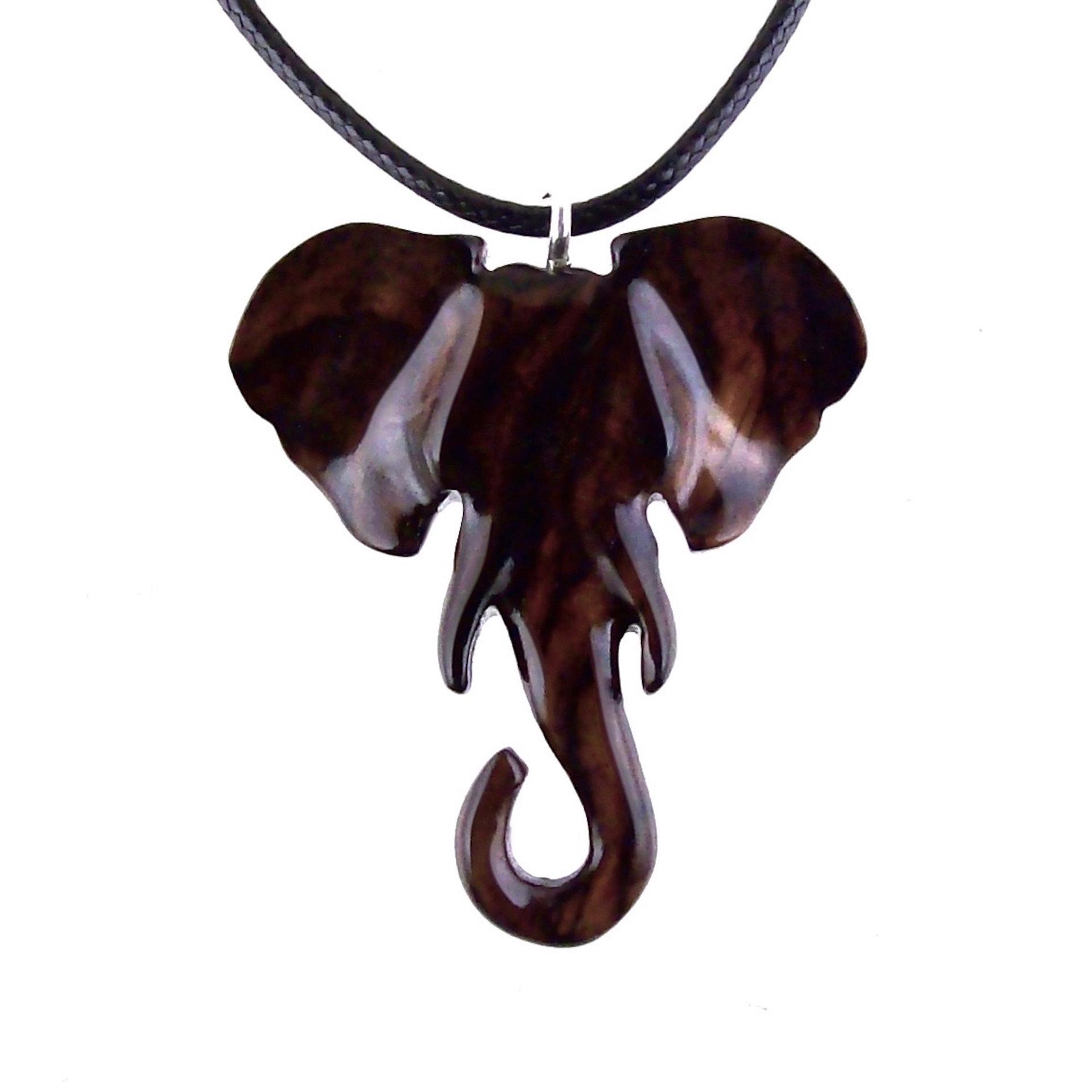Elephant Necklace, Wooden Elephant Pendant for Men or Women, Hand Carved Spiritual Animal Necklace, Wood Jewelry for Men Women