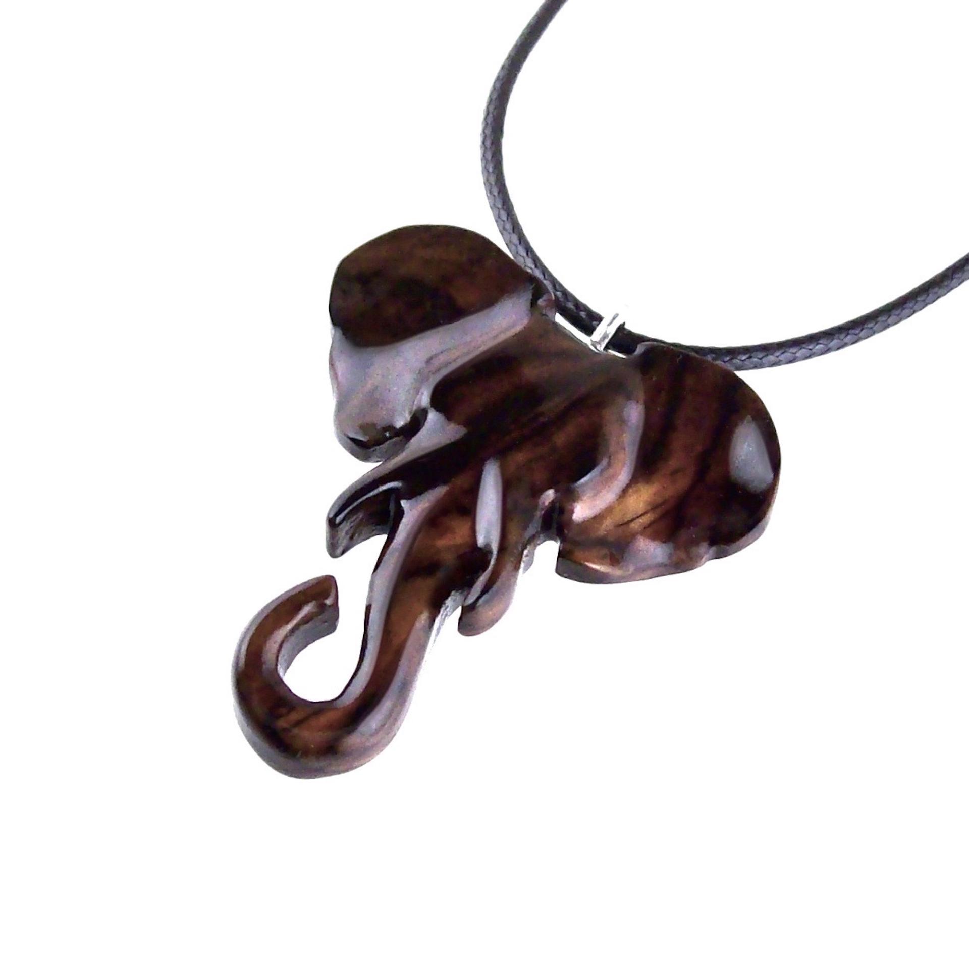 Elephant Necklace, Wooden Elephant Pendant for Men or Women, Hand Carved Spiritual Animal Necklace, Wood Jewelry for Men Women