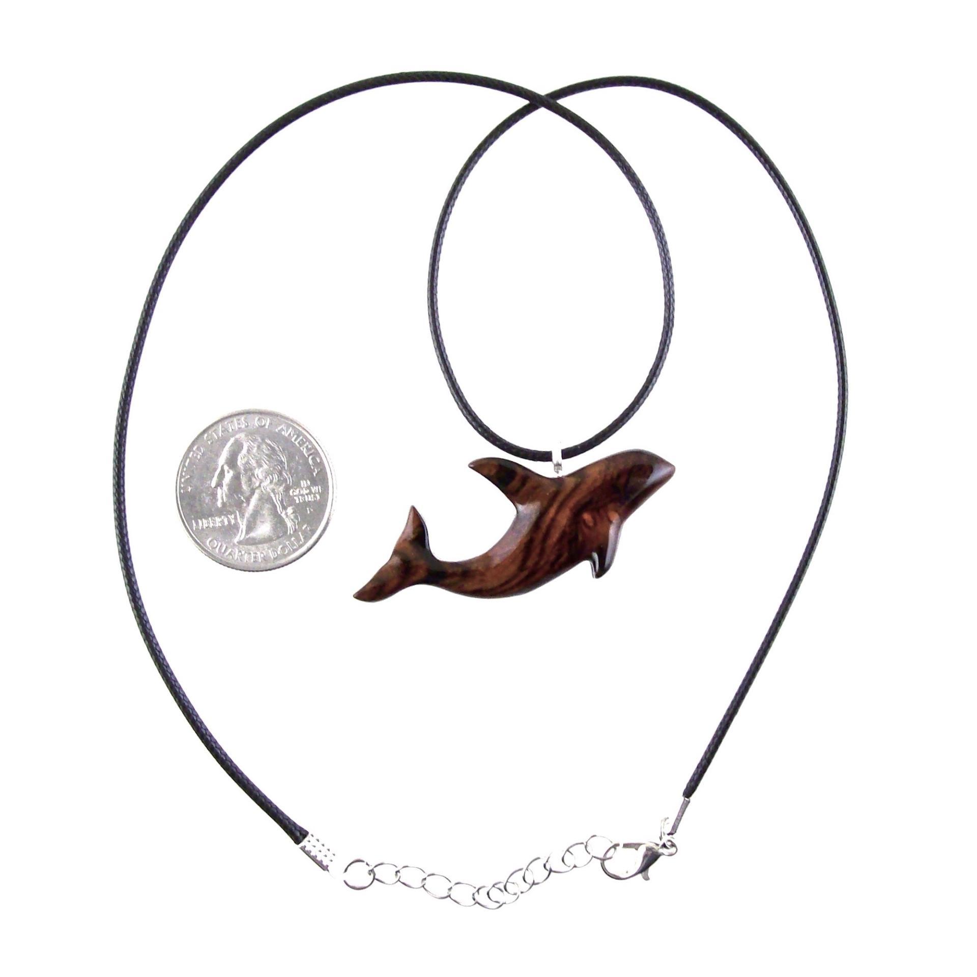 Hand Carved Orca Necklace, Killer Whale Pendant for Men Women, Nautical Wood Jewelry