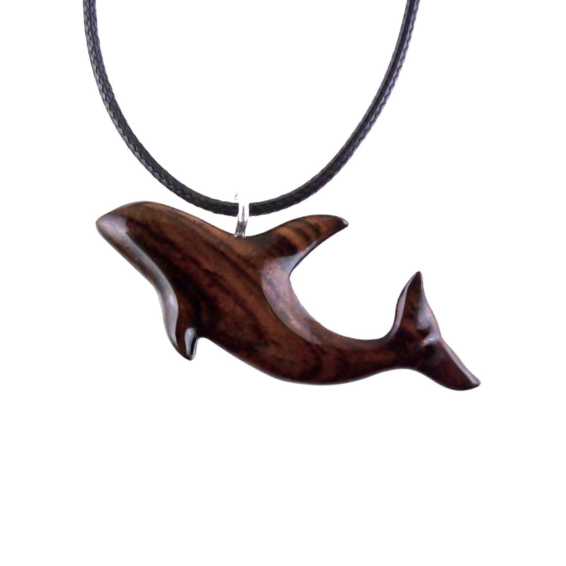 Hand Carved Orca Necklace, Killer Whale Pendant for Men Women, Nautical Wood Jewelry
