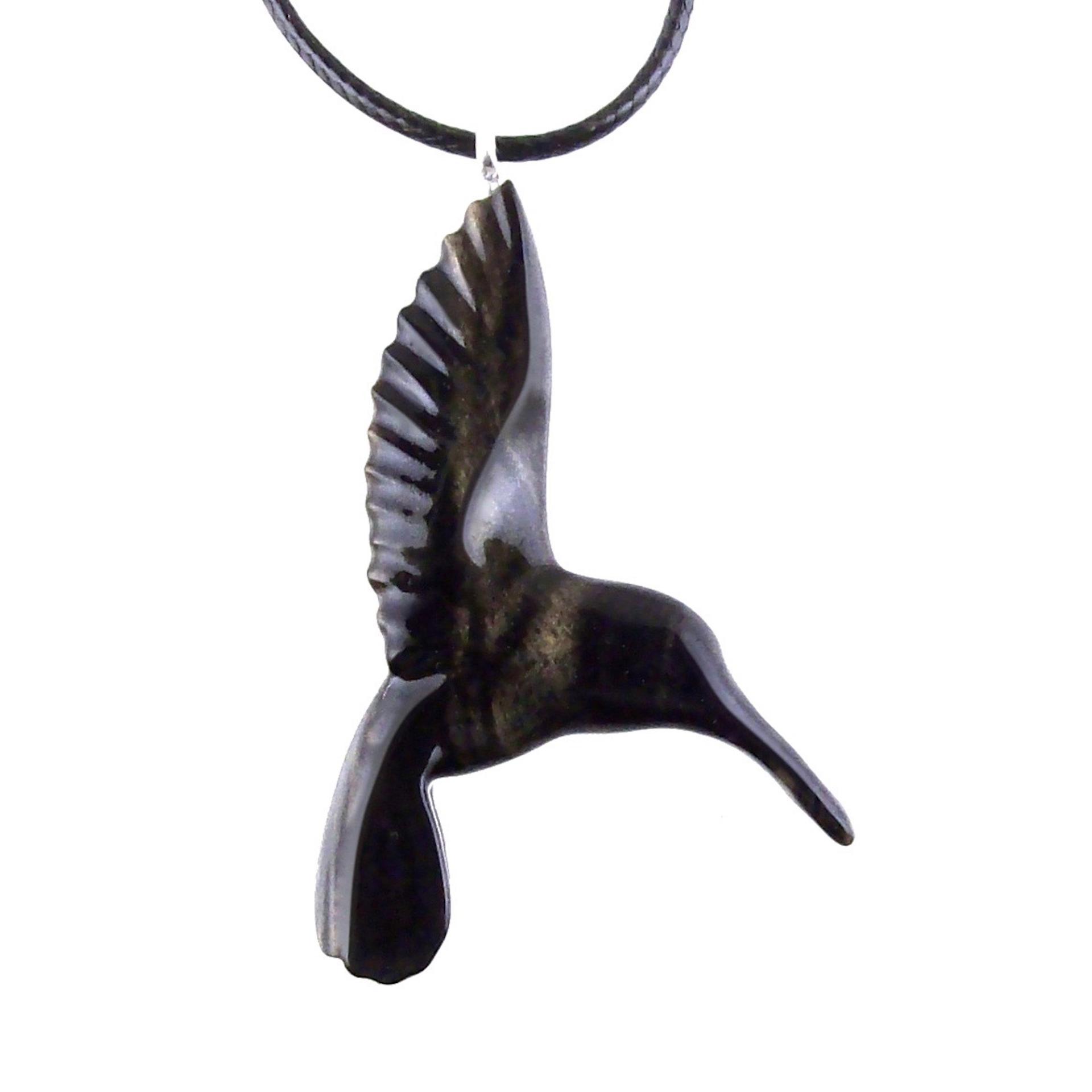 Hummingbird Necklace, Wooden Hummingbird Pendant, Hand Carved Wood Bird Jewelry, One of a Kind Handmade Gift for Her