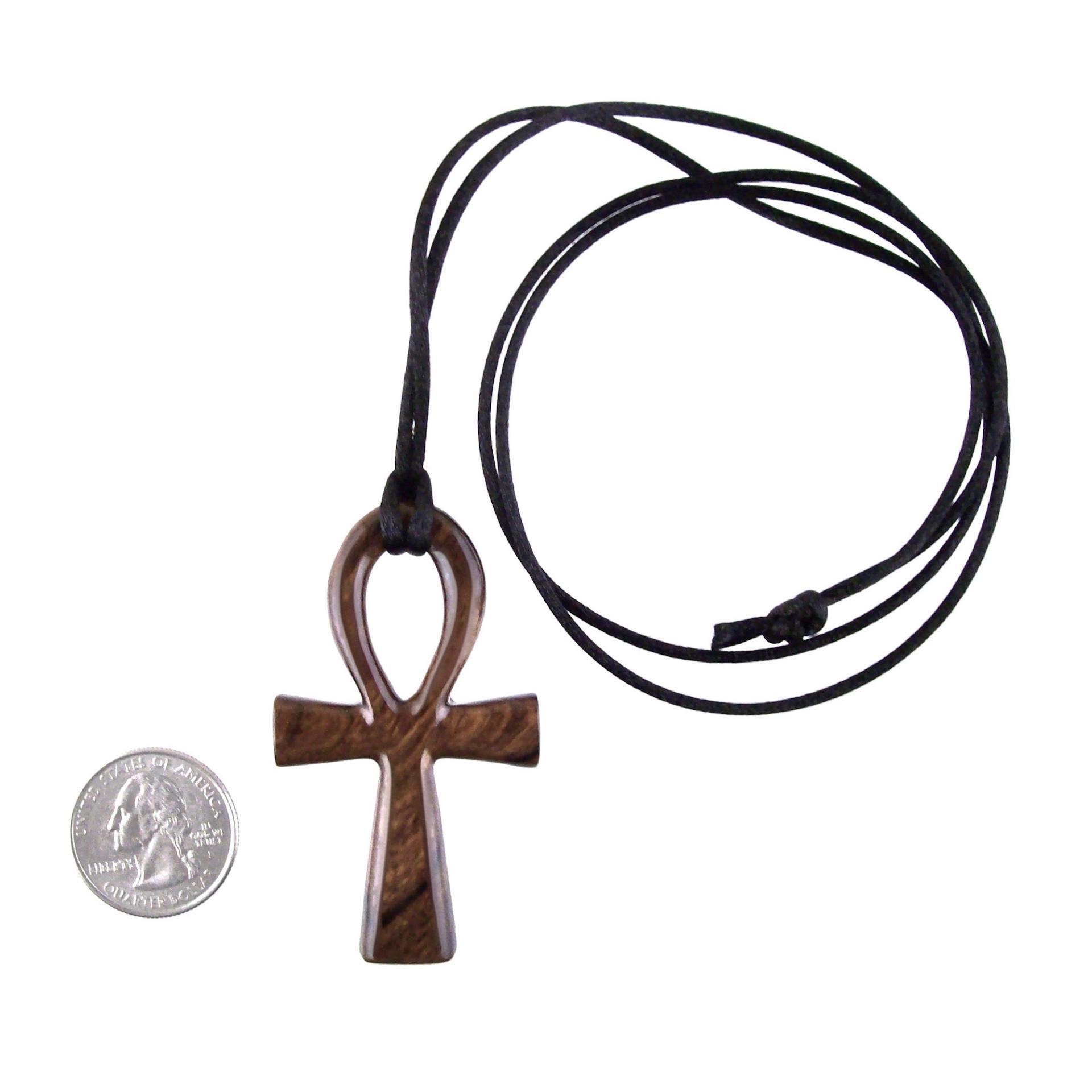 Large Ankh Pendant, Wood Egyptian Ankh Necklace, Wooden Cross Ankh Pendant, Mens African Jewelry, Gift for Him