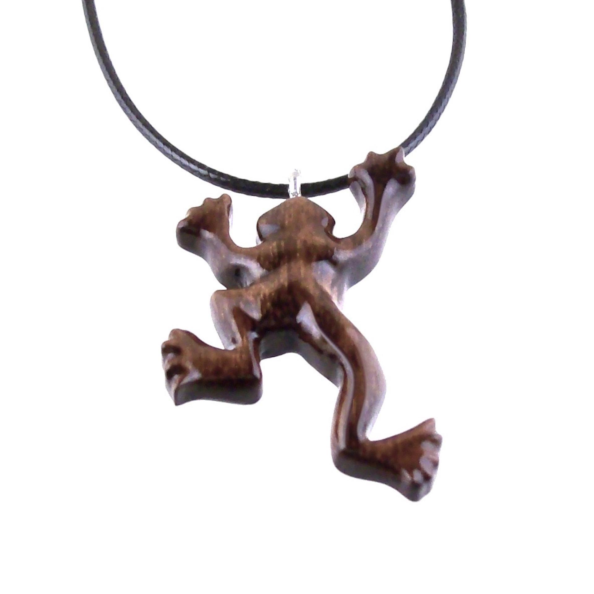 Hand Carved Wooden Frog Pendant Necklace, Animal Wood Jewelry Gift for Men or Women