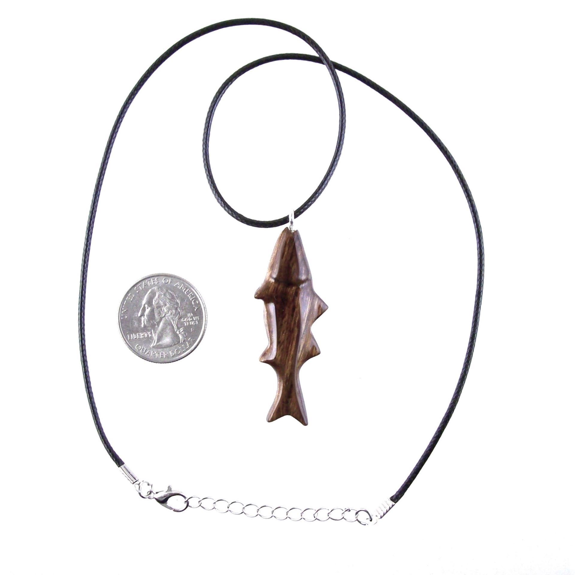 Hand Carved Fish Necklace, Wooden Striped Bass Pendant, Fishermen Jewelry, Mens Wood Necklace, One of a Kind Gift for Him