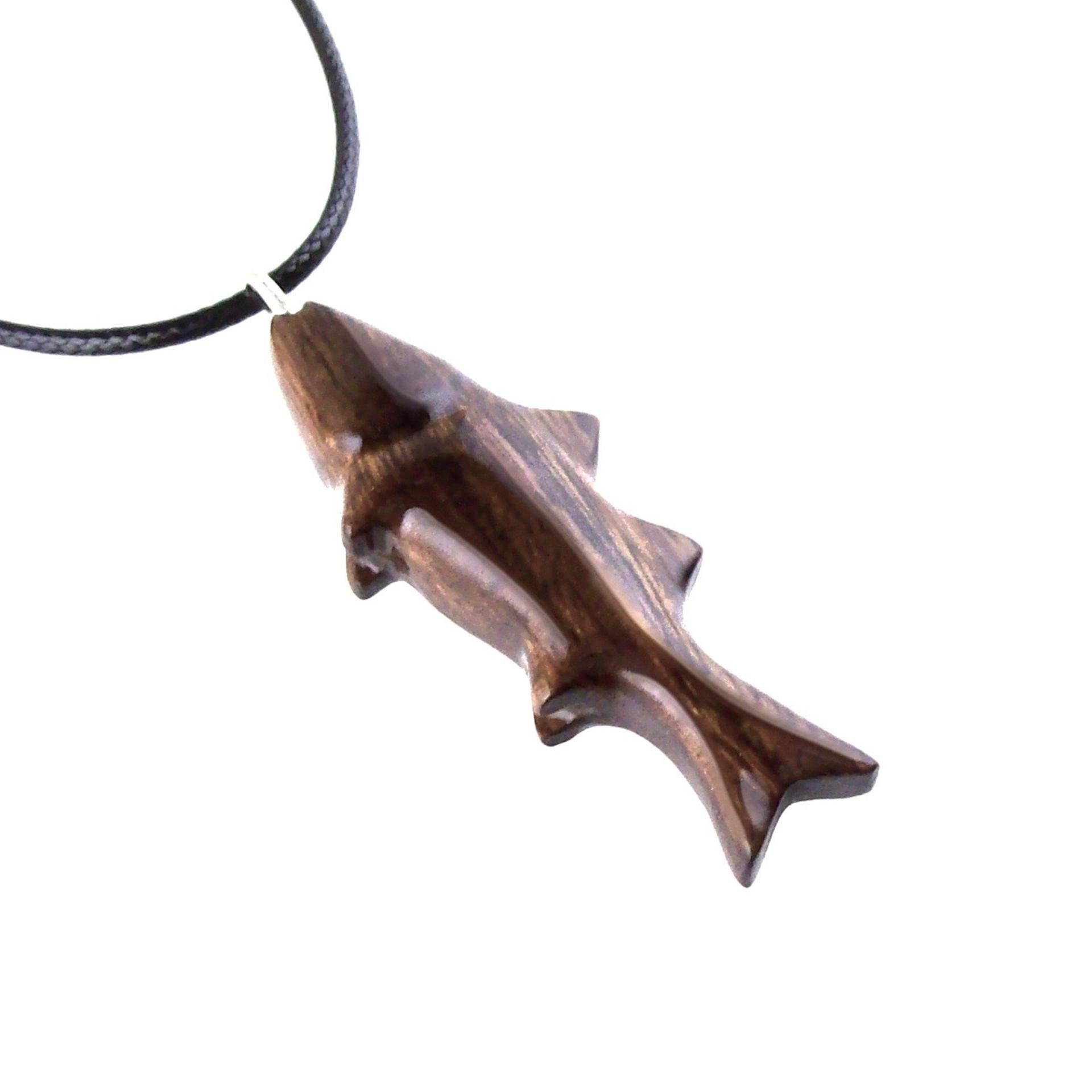Hand Carved Fish Necklace, Wooden Striped Bass Pendant, Fishermen Jewelry, Mens Wood Necklace, One of a Kind Gift for Him