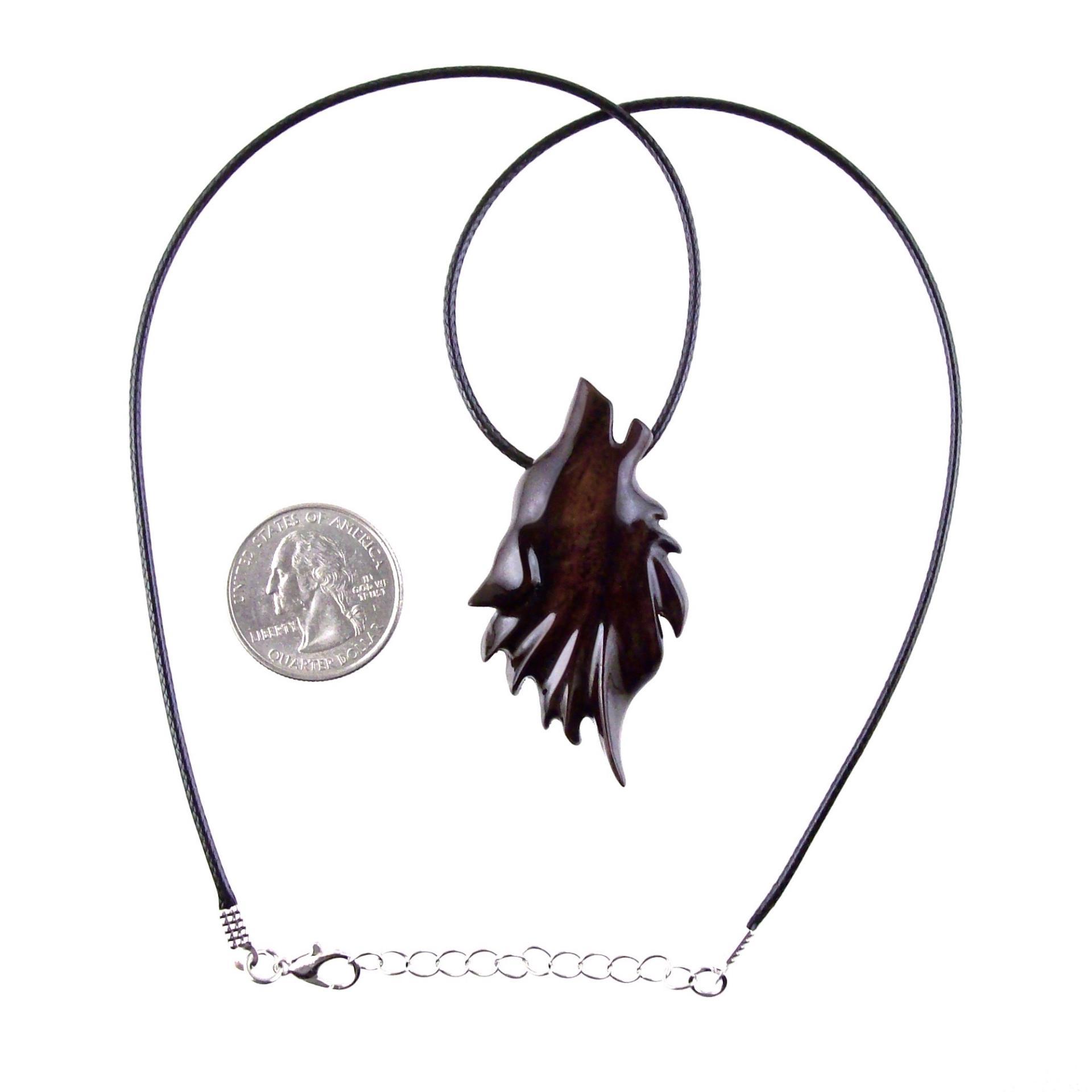 Wolf Pendant, Wooden Wolf Necklace, Hand Carved Totem Animal, Woodland Jewelry for Men Women