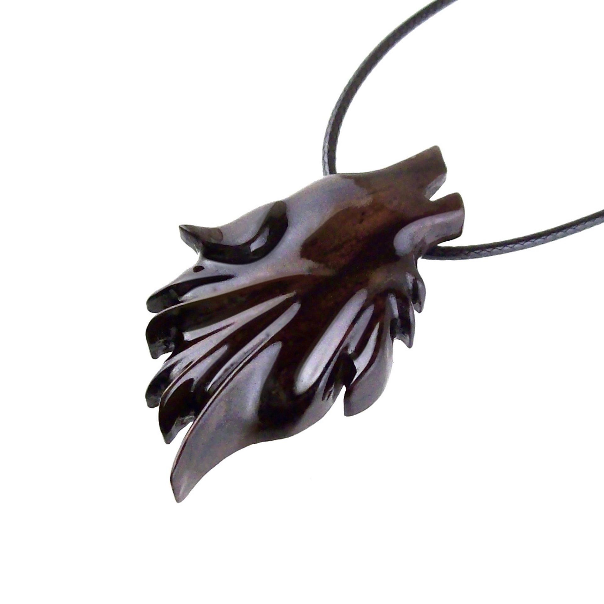 Wolf Pendant, Wooden Wolf Necklace, Hand Carved Totem Animal, Woodland Jewelry for Men Women