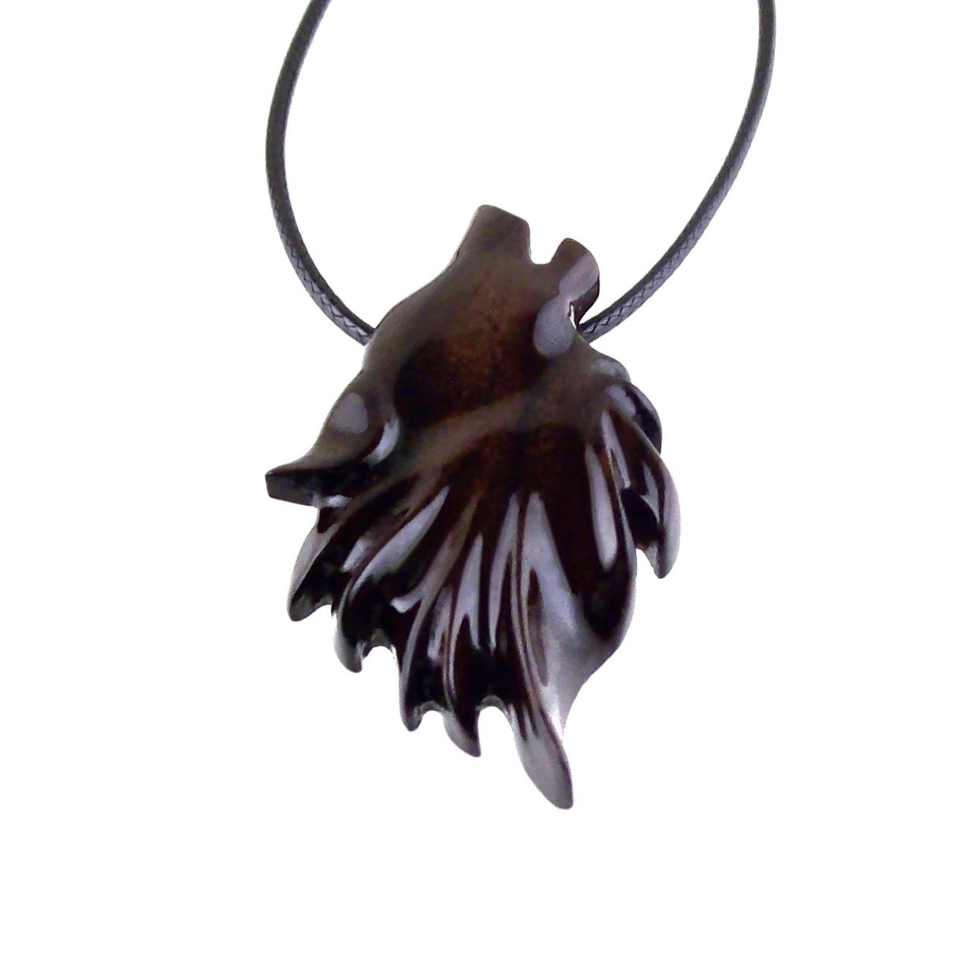 Wolf Pendant, Wooden Wolf Necklace, Hand Carved Totem Animal, Woodland Jewelry for Men Women