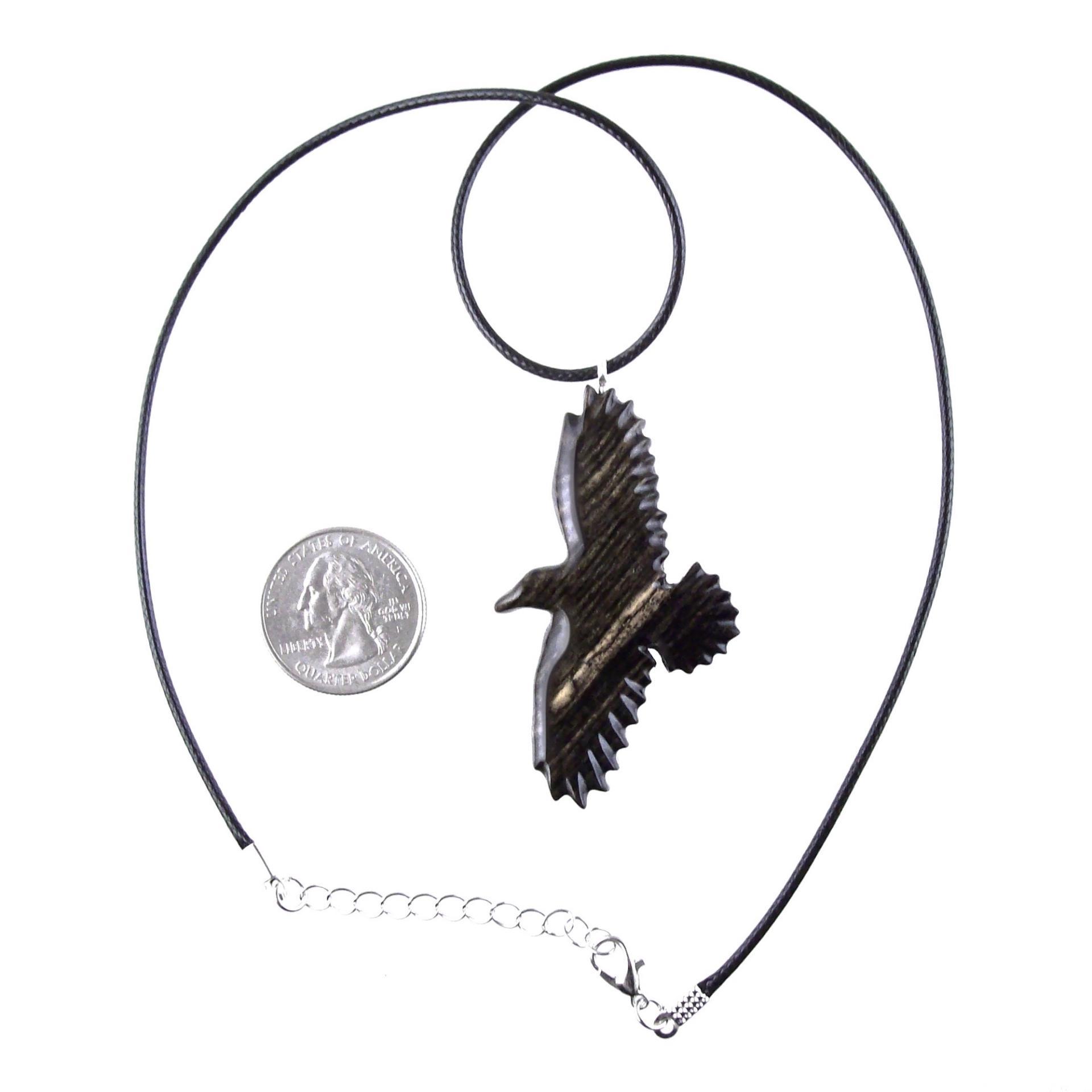 Hand Carved Crow Pendant, Wooden Raven Necklace, Wood Totem Jewelry Gift for Men Women