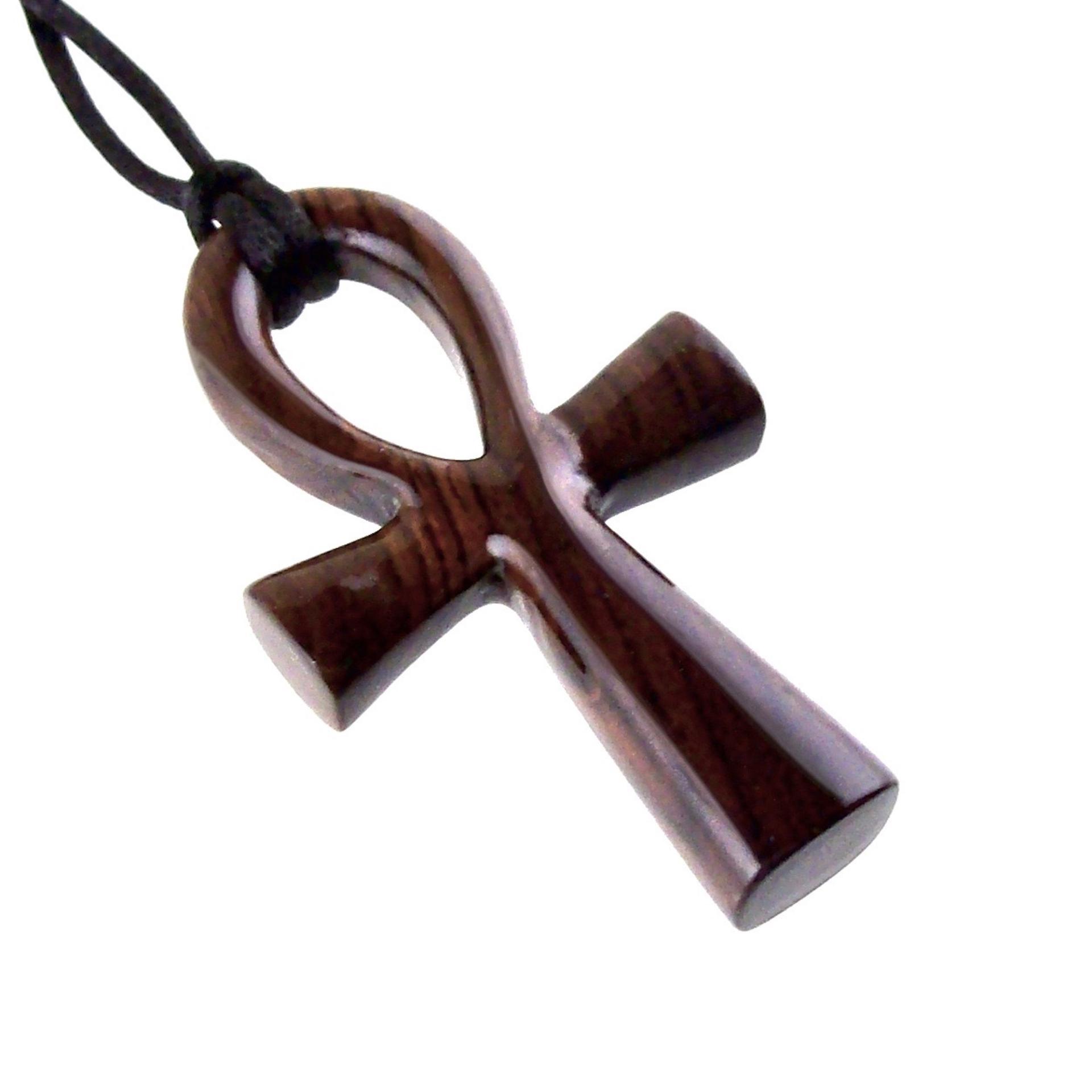 Large Ankh Pendant, Mens Wood Ankh Necklace, Wooden Egyptian Cross Ankh Pendant, African Jewelry