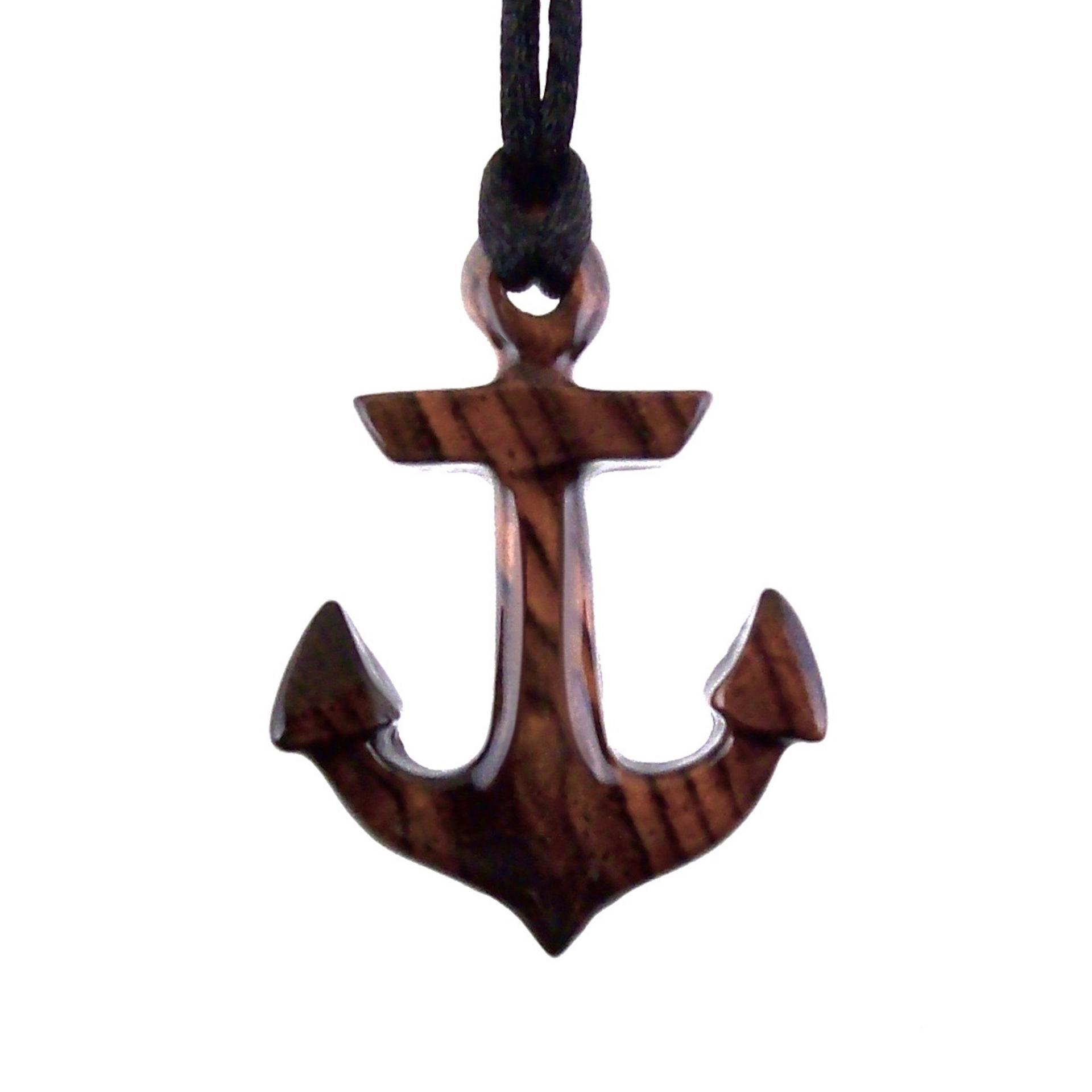Anchor Necklace, Hand Carved Wooden Anchor Pendant, Handmade Nautical Jewelry, Gift for Him