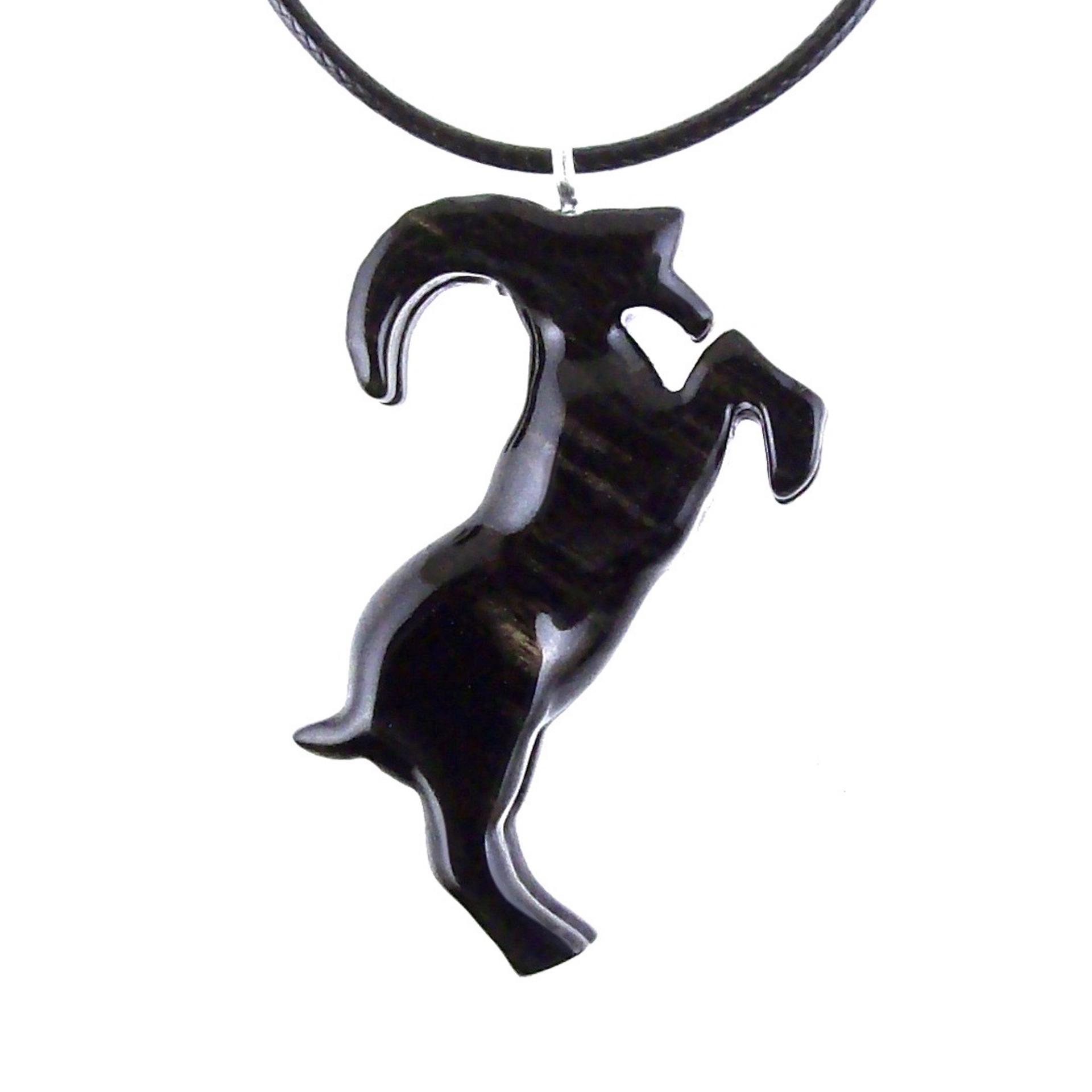 Hand Carved Goat Necklace, Wooden Mountain Goat Pendant, Wood Capricorn Jewelry, Spirit Animal Gift