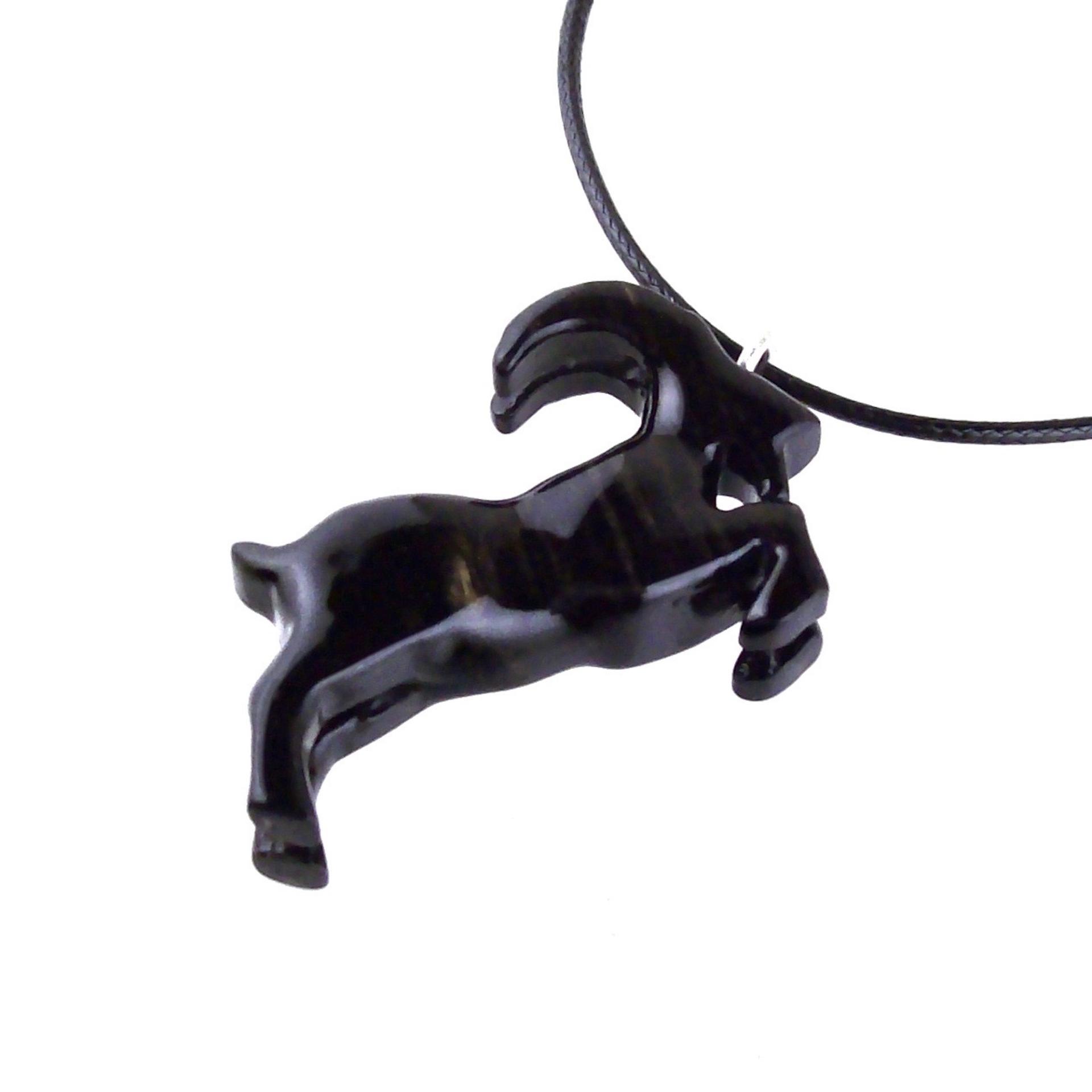 Hand Carved Goat Necklace, Wooden Mountain Goat Pendant, Wood Capricorn Jewelry, Spirit Animal Gift