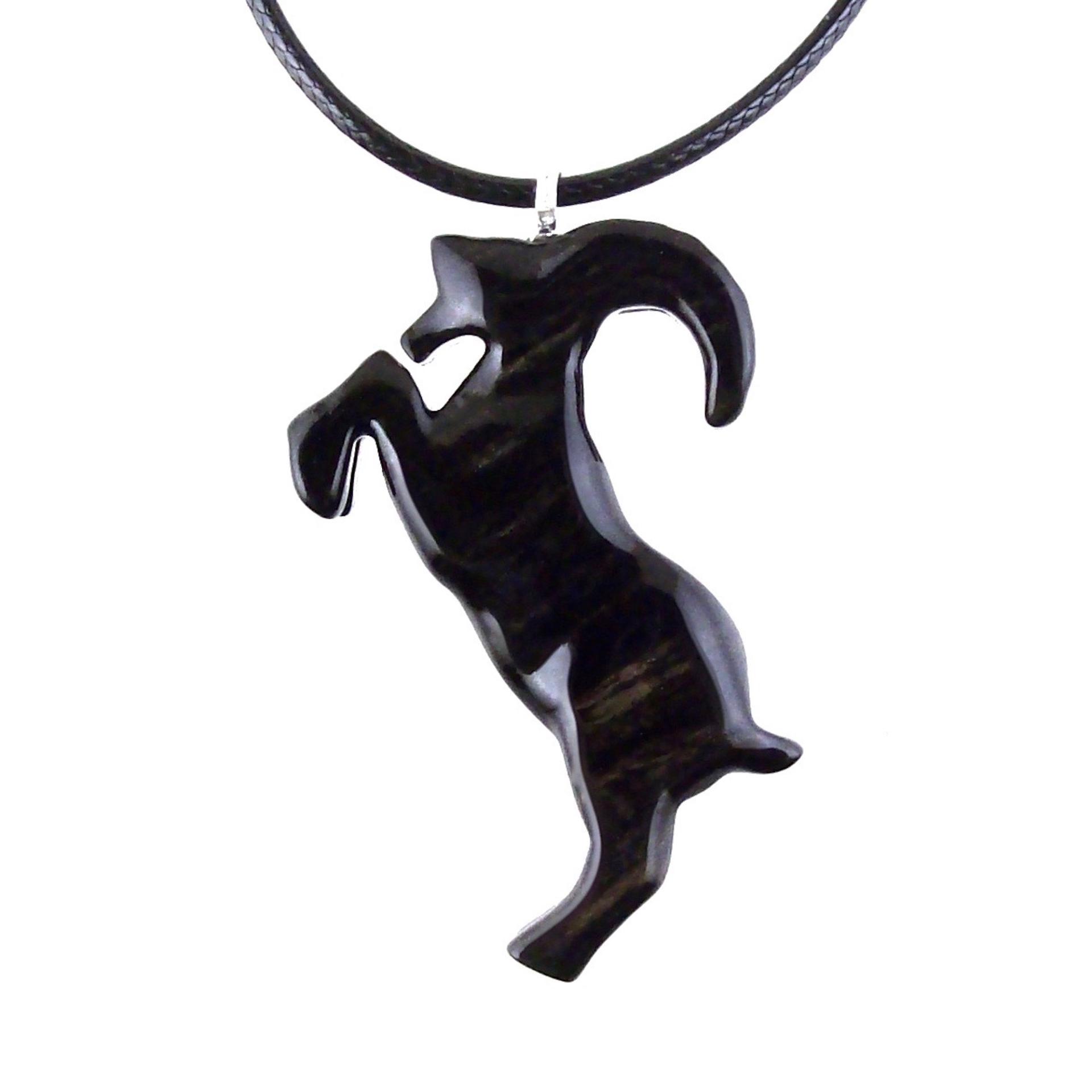 Hand Carved Goat Necklace, Wooden Mountain Goat Pendant, Wood Capricorn Jewelry, Spirit Animal Gift