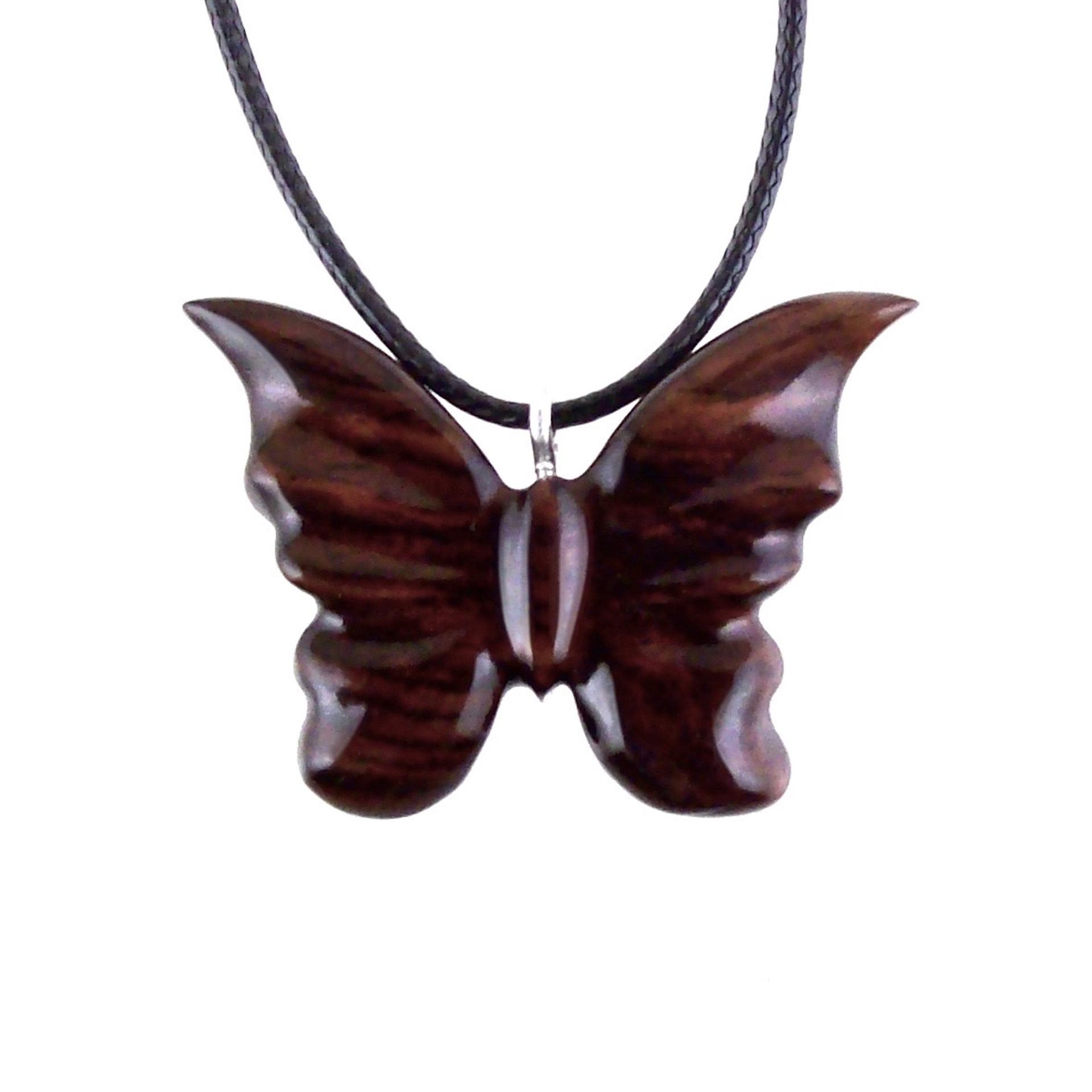 Butterfly Necklace, Hand Carved Wooden Butterfly Pendant, Insect Wood Jewelry, Gift for Her