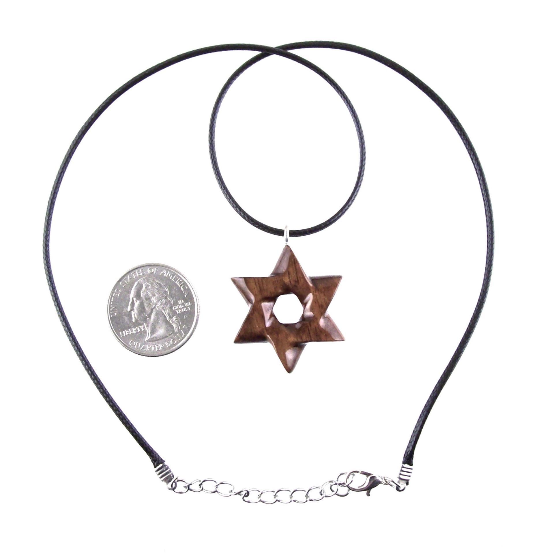 Hand Carved Wooden Star of David Pendant, Jewish Star Necklace for Men or Women, Wood Jewish Jewelry