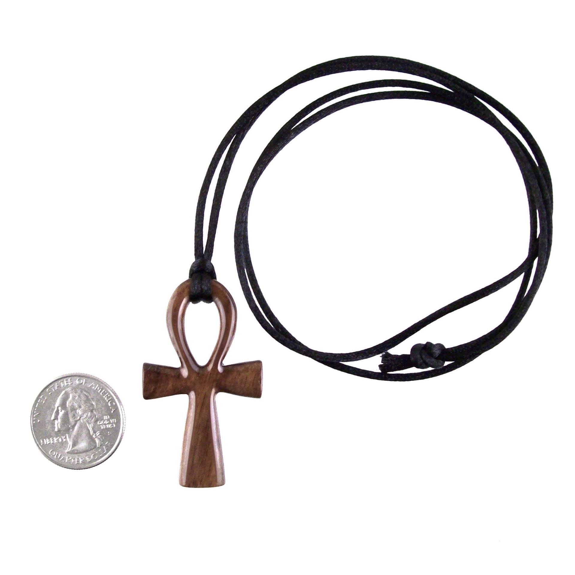 Wood Ankh Pendant, Hand Carved Egyptian Wooden Ankh Cross Necklace for Men or Women, African Jewelry Gift