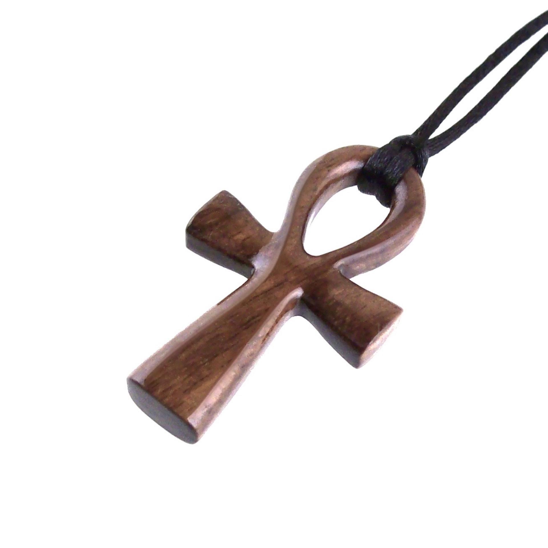 Wood Ankh Pendant, Hand Carved Egyptian Wooden Ankh Cross Necklace for Men or Women, African Jewelry Gift