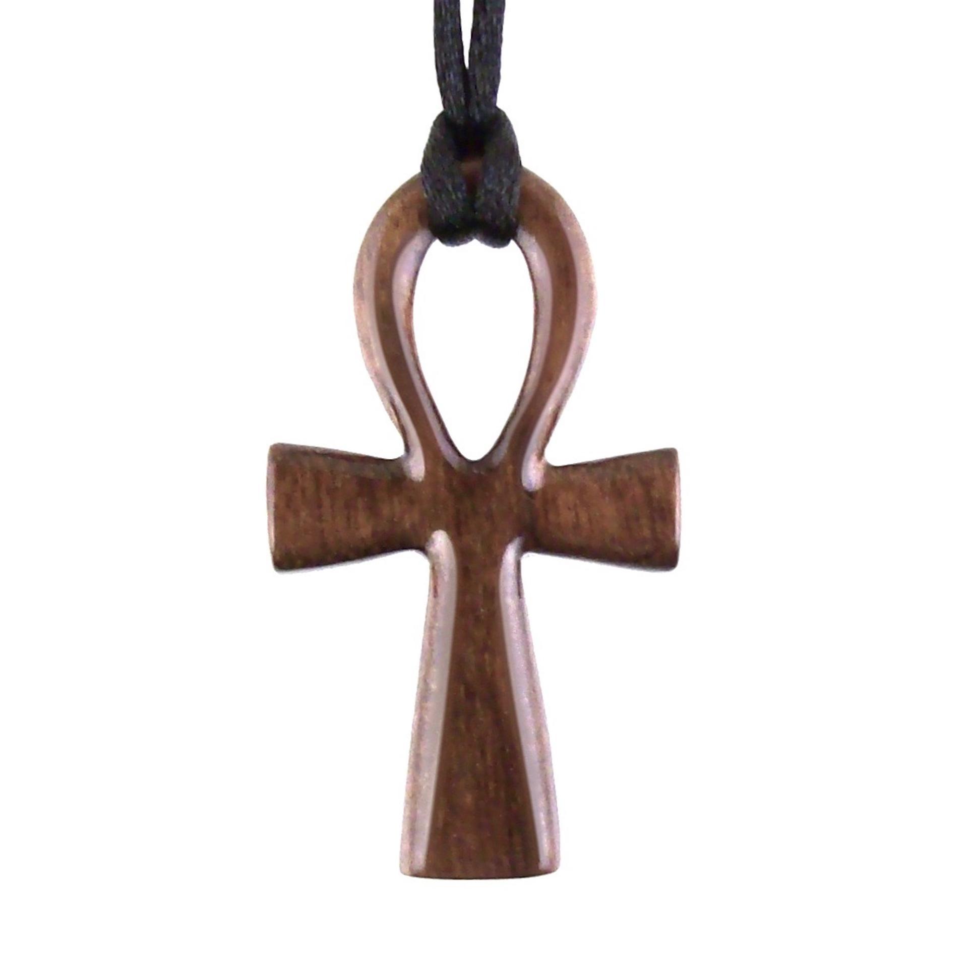 Wood Ankh Pendant, Hand Carved Egyptian Wooden Ankh Cross Necklace for Men or Women, African Jewelry Gift