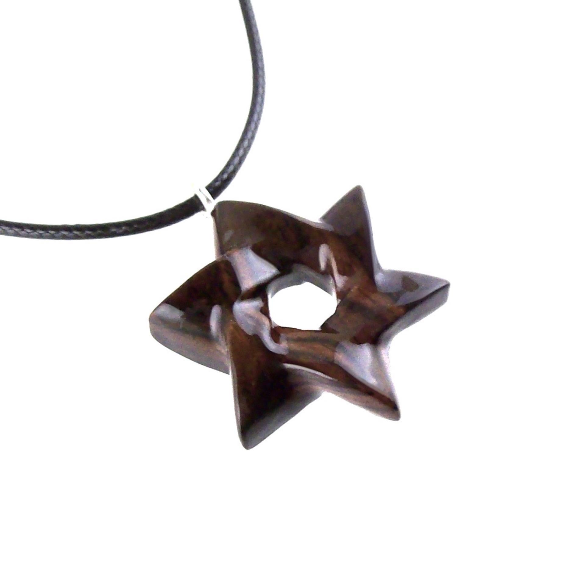Star of David Pendant, Hand Carved Wooden Jewish Star Necklace for Men or Women, Wood Jewish Jewelry
