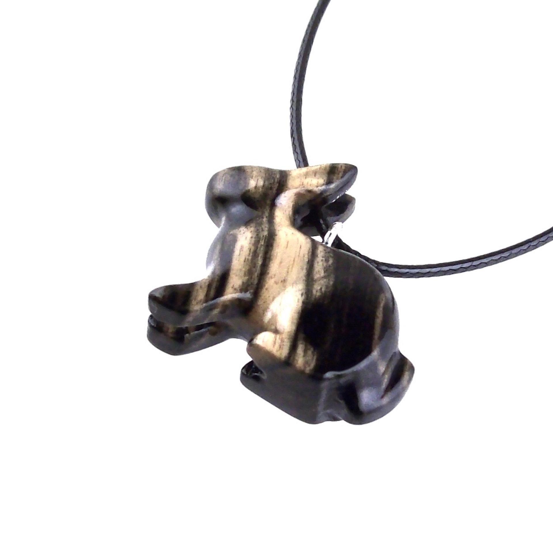 Rabbit Necklace, Hand Carved Wooden Bunny Pendant, Wood Animal Necklace, Pet Animal Totem Jewelry, One of a Kind Gift