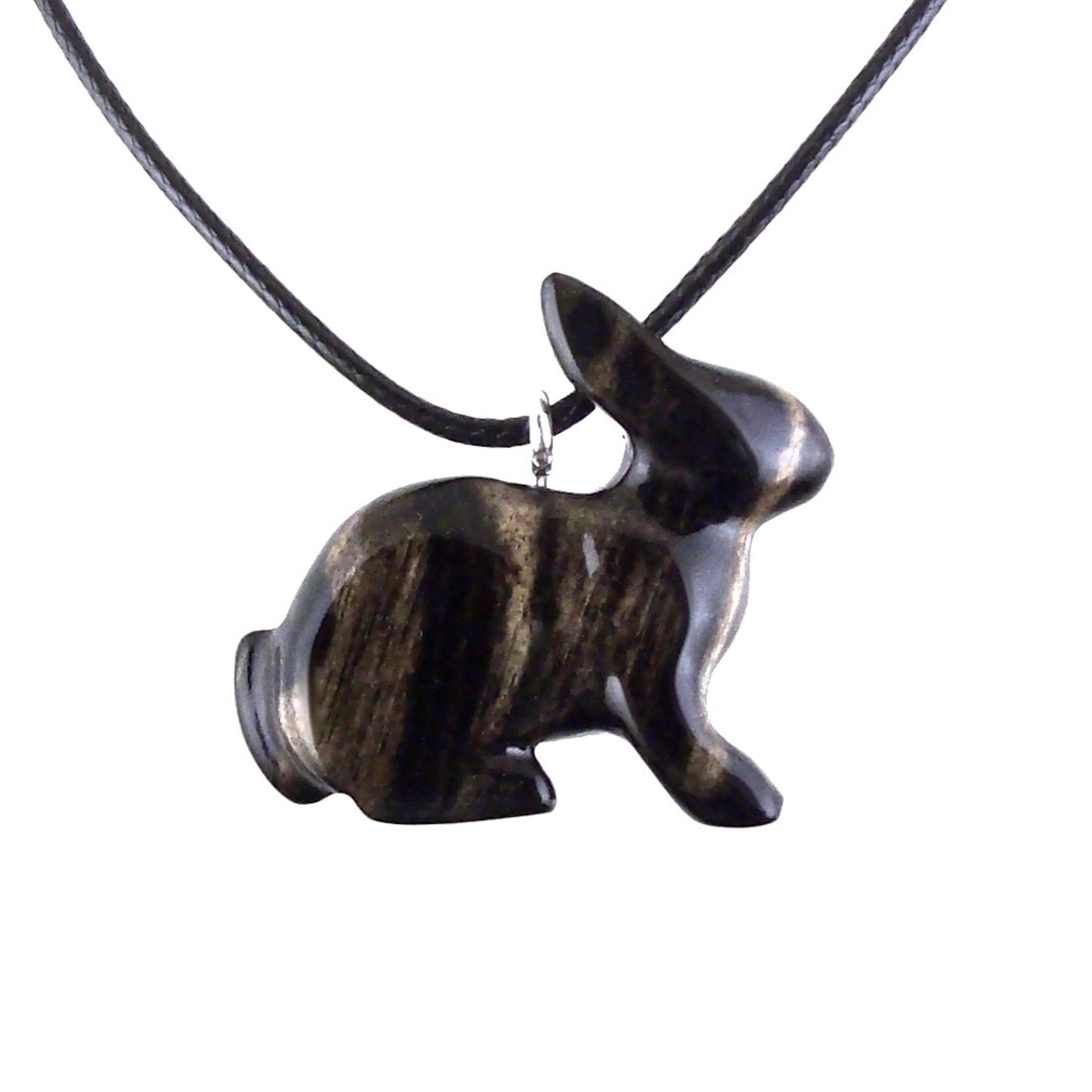 Rabbit Necklace, Hand Carved Wooden Bunny Pendant, Wood Animal Necklace, Pet Animal Totem Jewelry, One of a Kind Gift